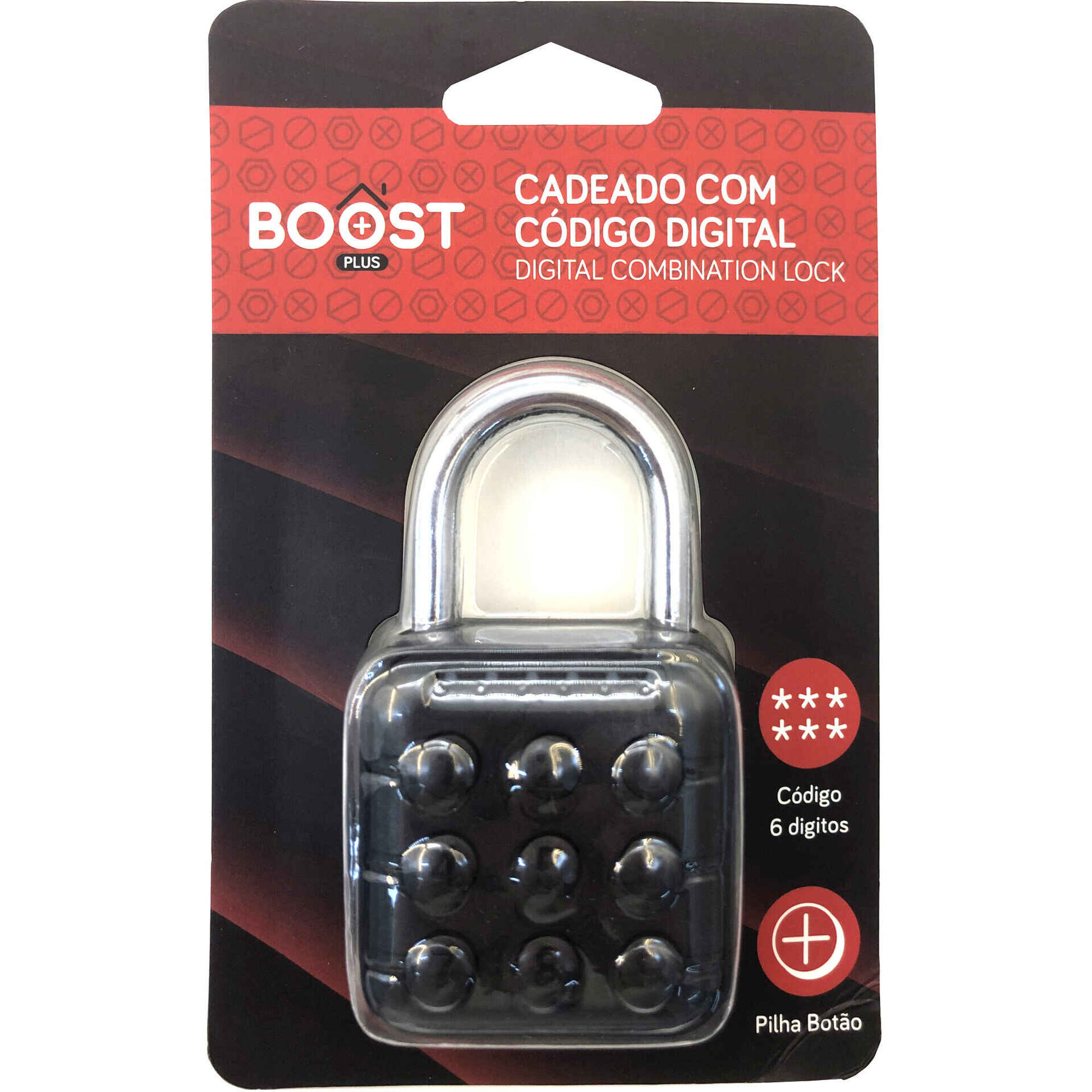 Cadeado com C&oacute;digo Digital Preto Boost