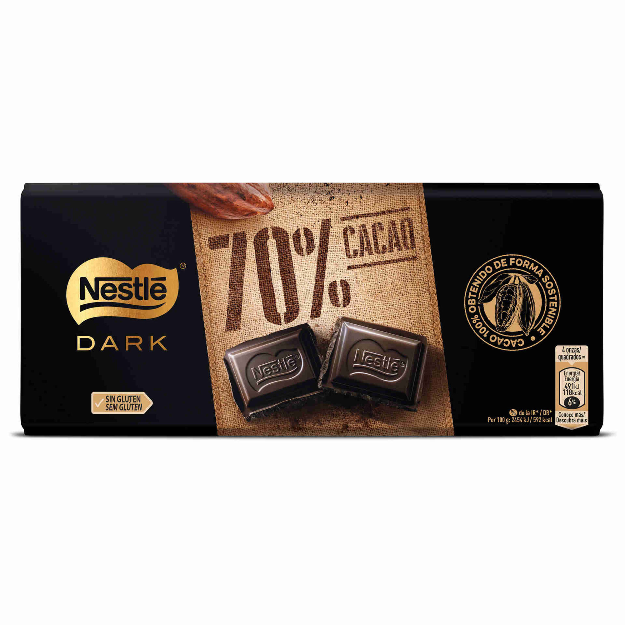 Nestlé Dark Tablete de Chocolate Preto Extrafino 70% Cacau sem Glúten