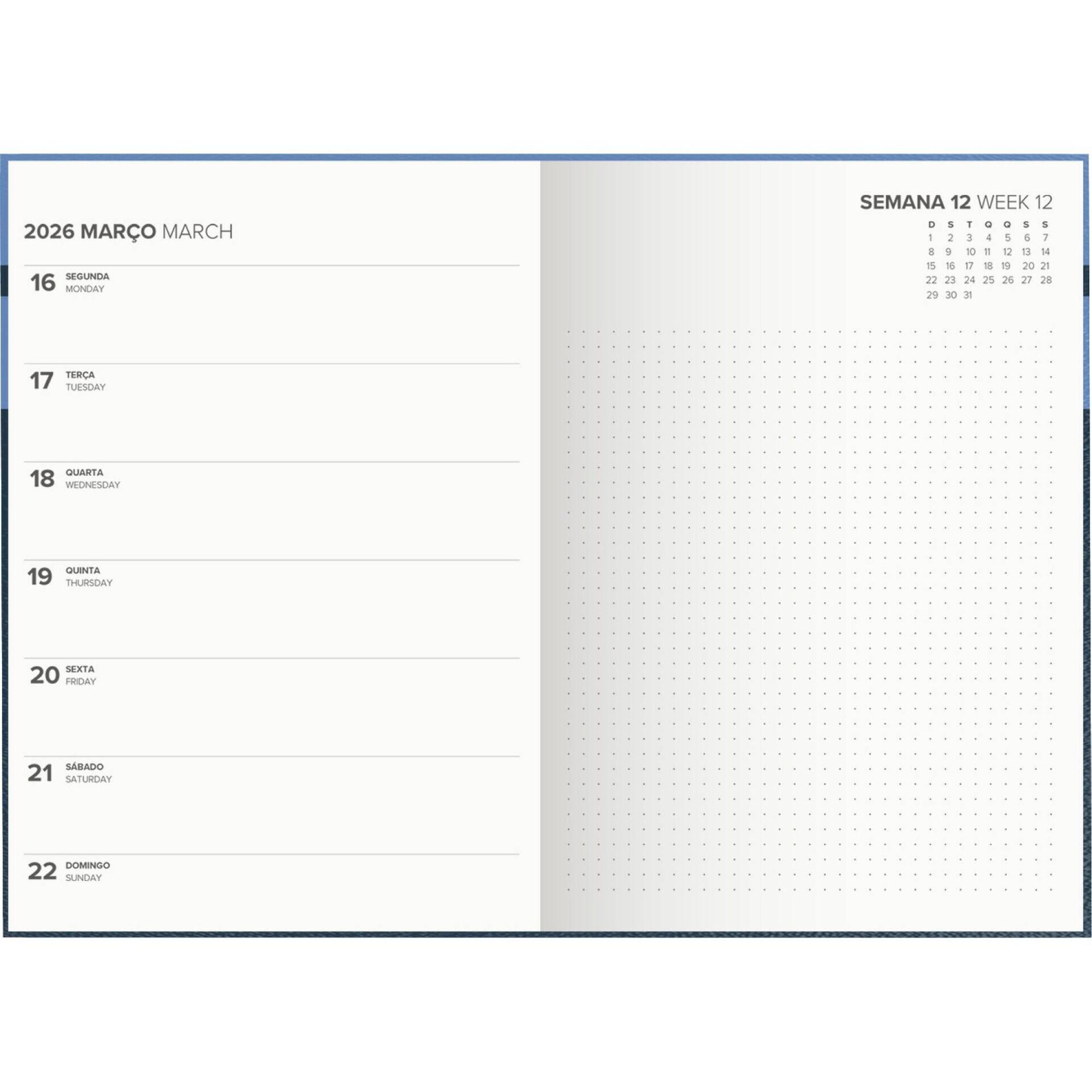 Agenda A5 2026 12 Meses (várias cores)