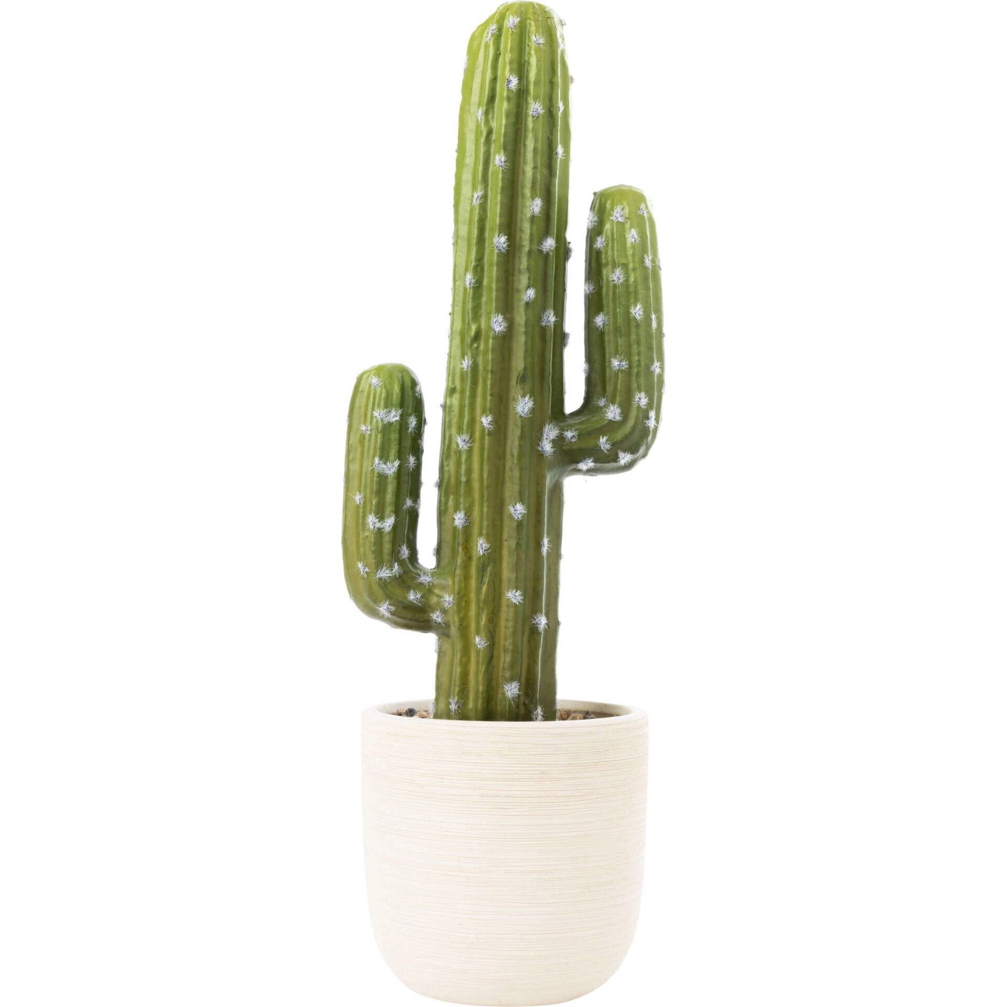 Planta Artificial Cato com Vaso Branco Planta Artificial Cato com Vaso Branco