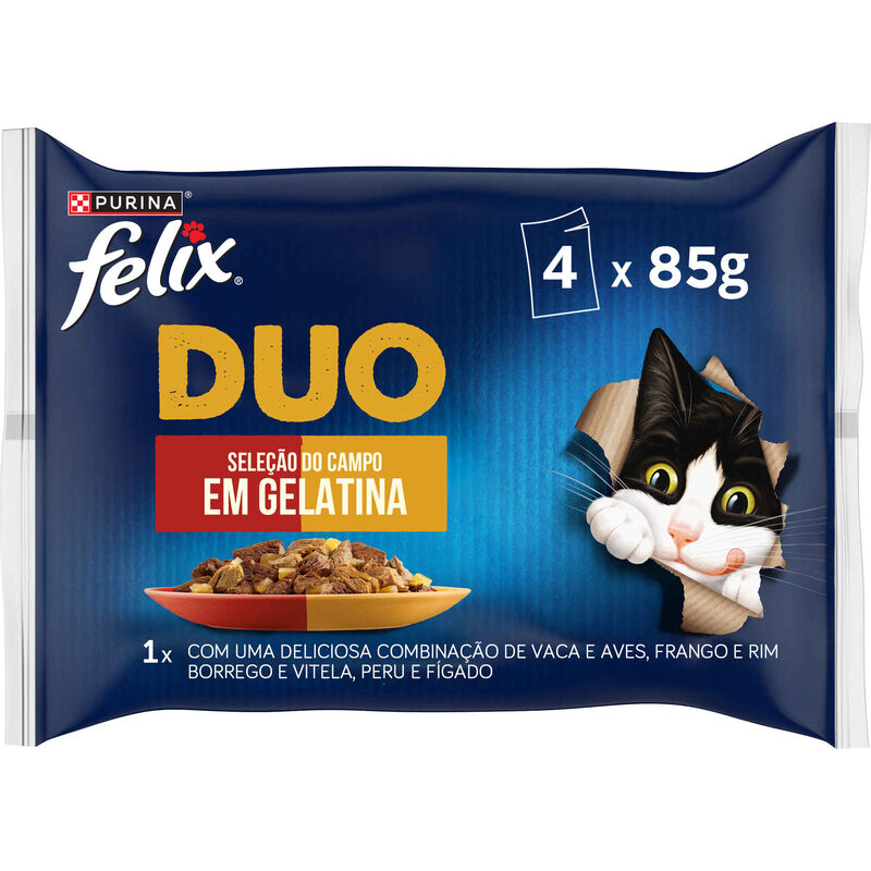 Purina Felix Comida Húmida para Gato Adulto Duo Seleção do Campo em Gelatina Purina Felix