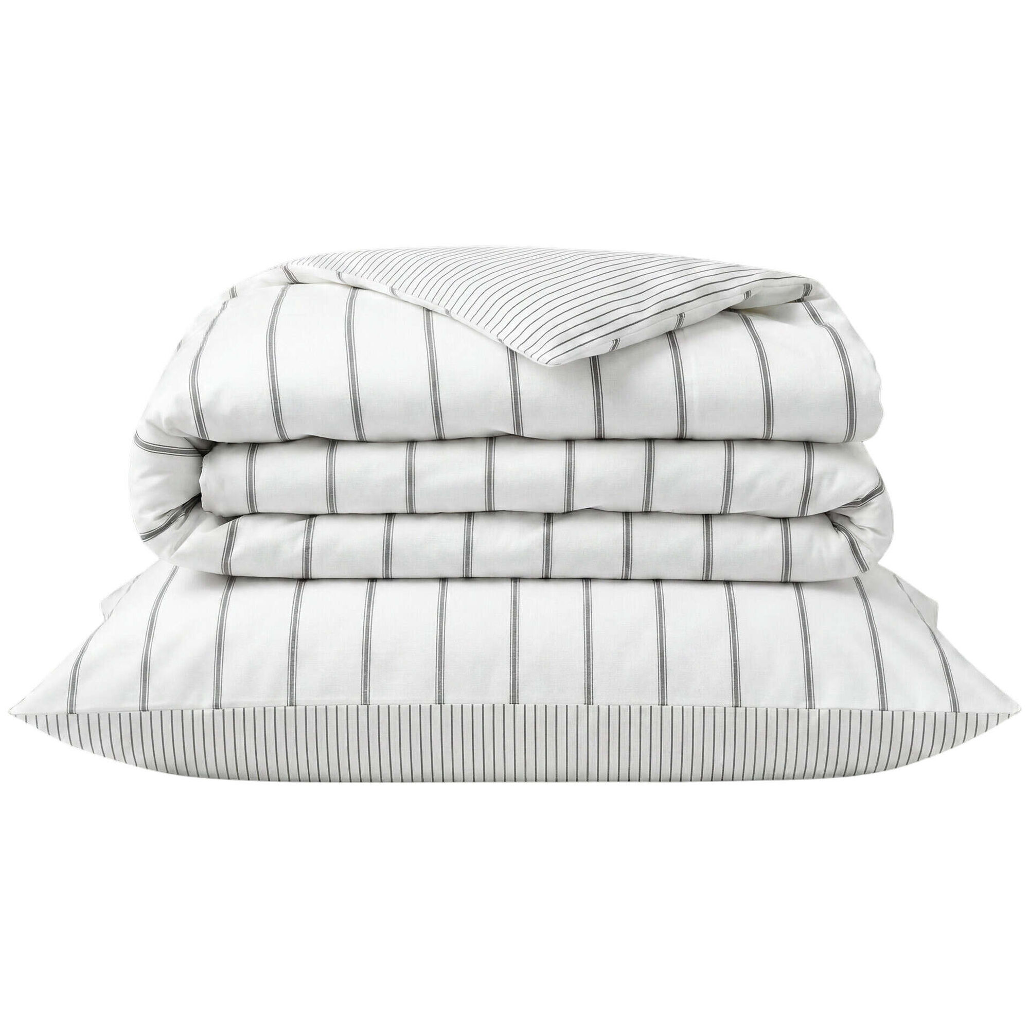 Conjunto Capa de Edred&atilde;o e Fronha 220x160cm Riscas Cinza Kasa