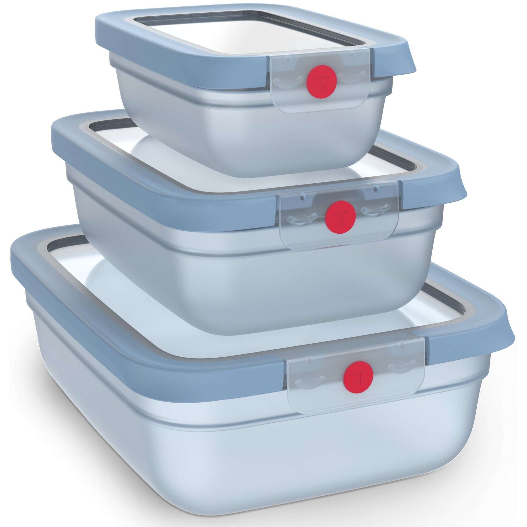 Conjunto de 3 Caixas Herm&eacute;ticas One Click Fresh Tefal