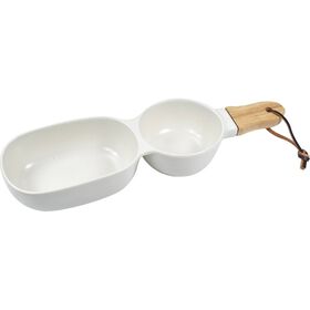 Prato Aperitivos 2 Divis&oacute;rias 34,5x10x5,5cm Branco Kasa