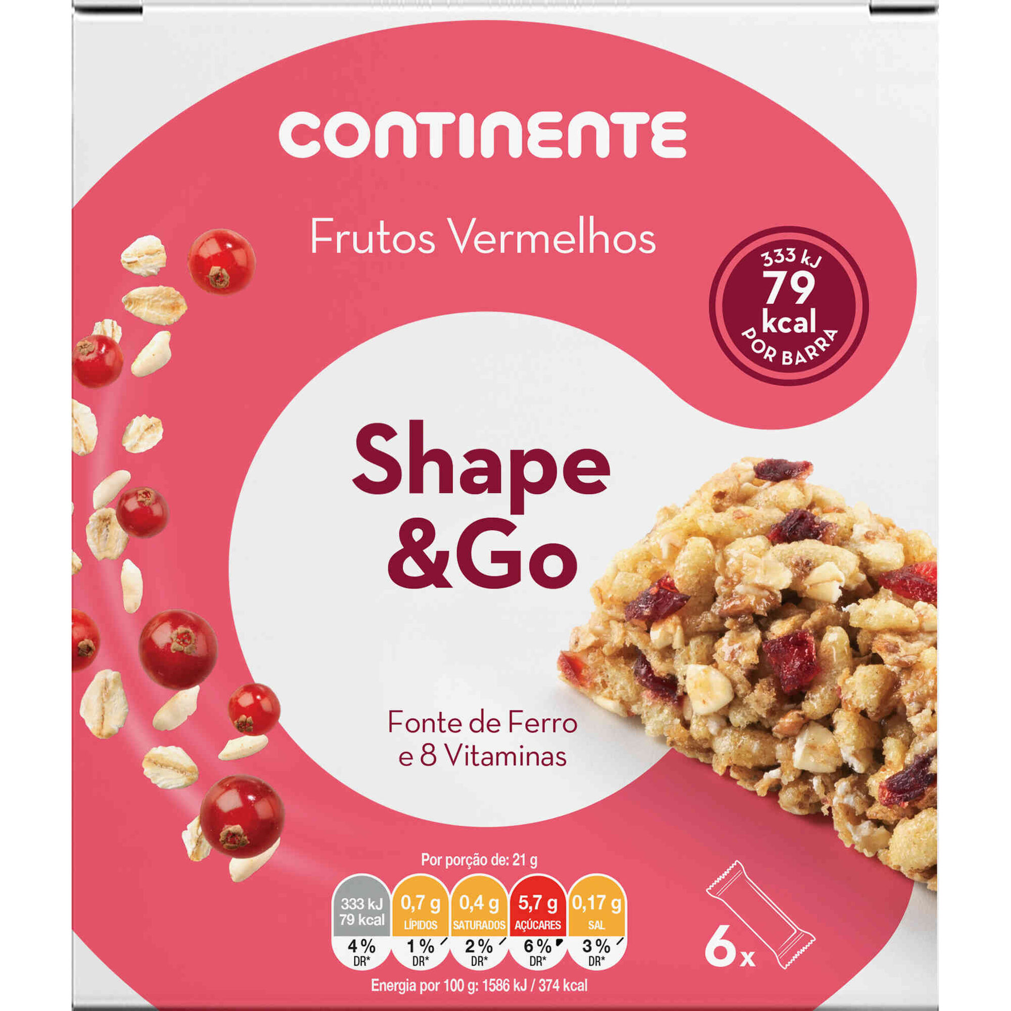 Barras de Cereais Frutos Vermelhos Shape & Go