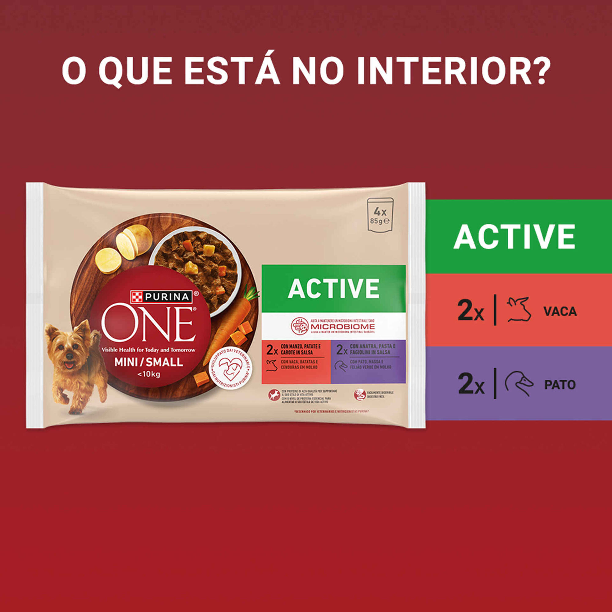 Comida H&uacute;mida para C&atilde;o Adulto Active Vaca Purina One Mini