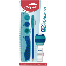 Conjunto Kidy Learn Concentration R&eacute;gua, L&aacute;pis, Afia e Borracha Azul Maped