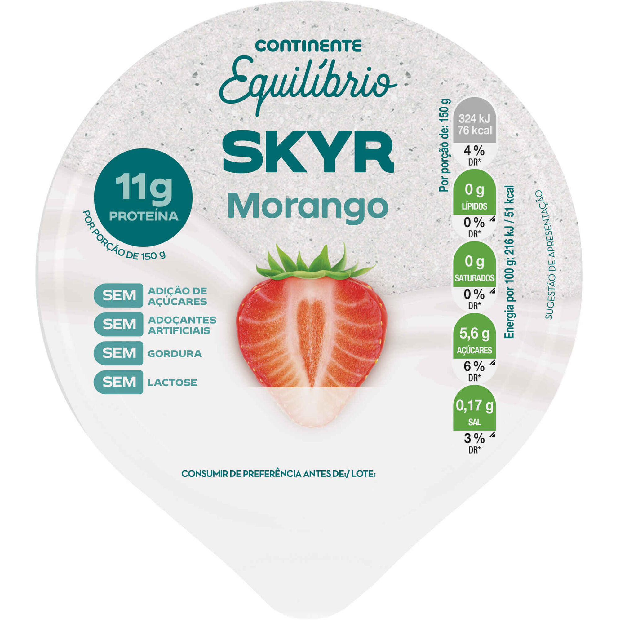 Iogurte Skyr Morango Continente Equil&iacute;brio