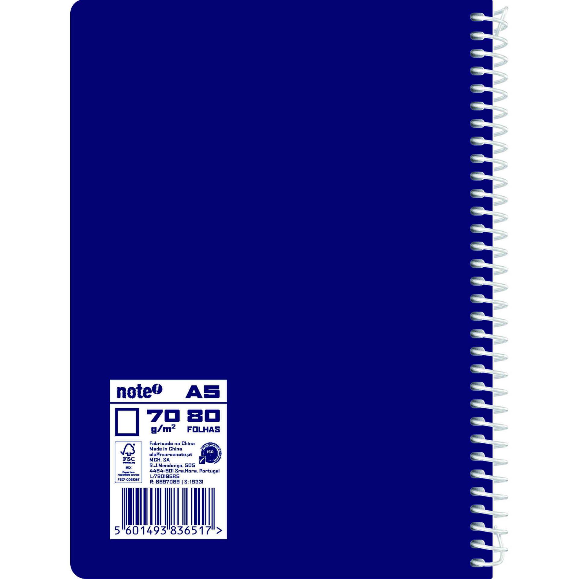 Caderno Espiral Liso A5 Azul Note!