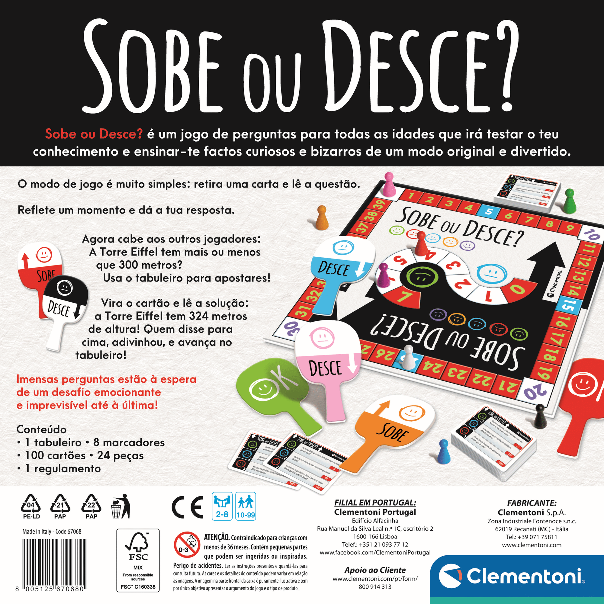 Jogo de Tabuleiro Sobe ou Desce?