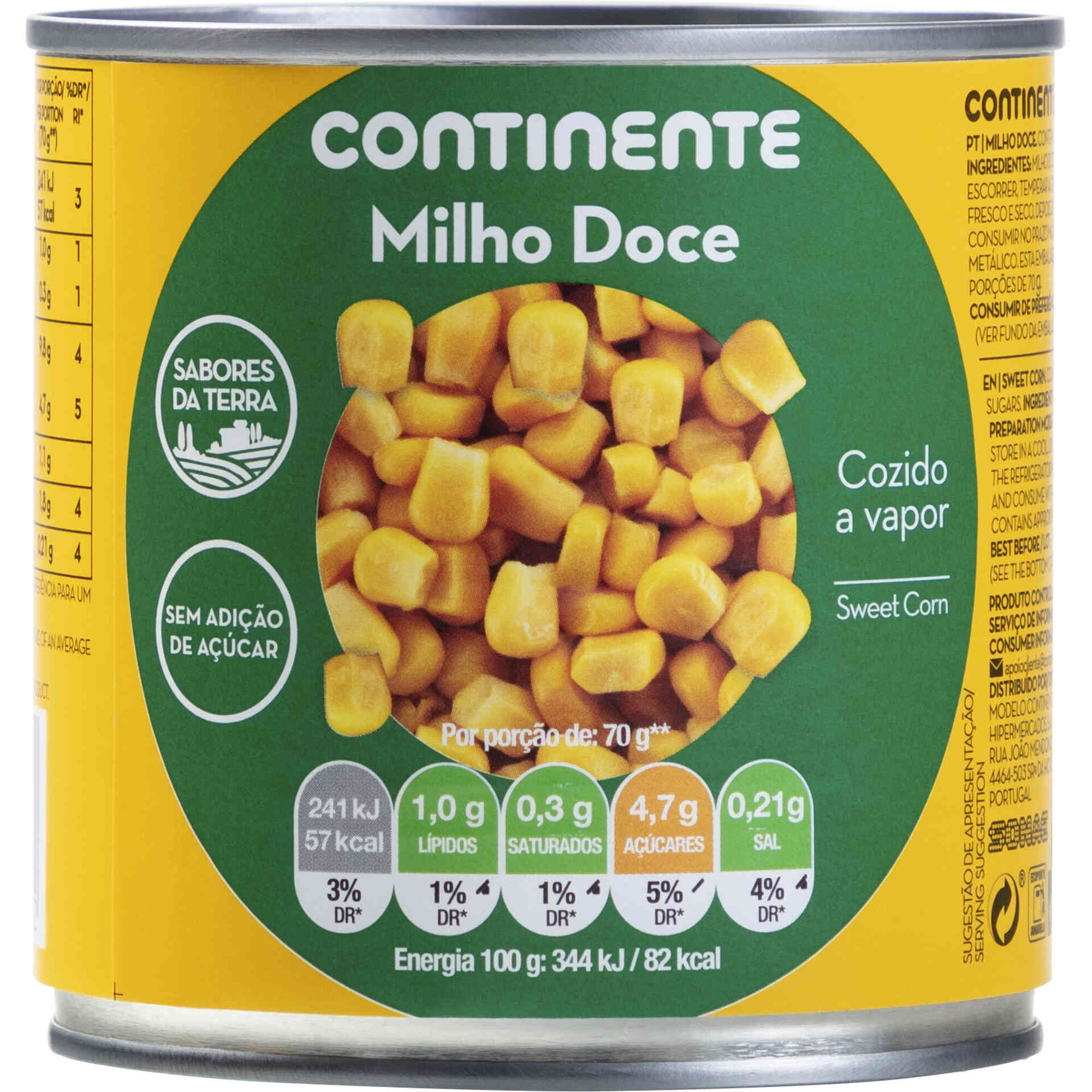 Milho Doce sem Glúten