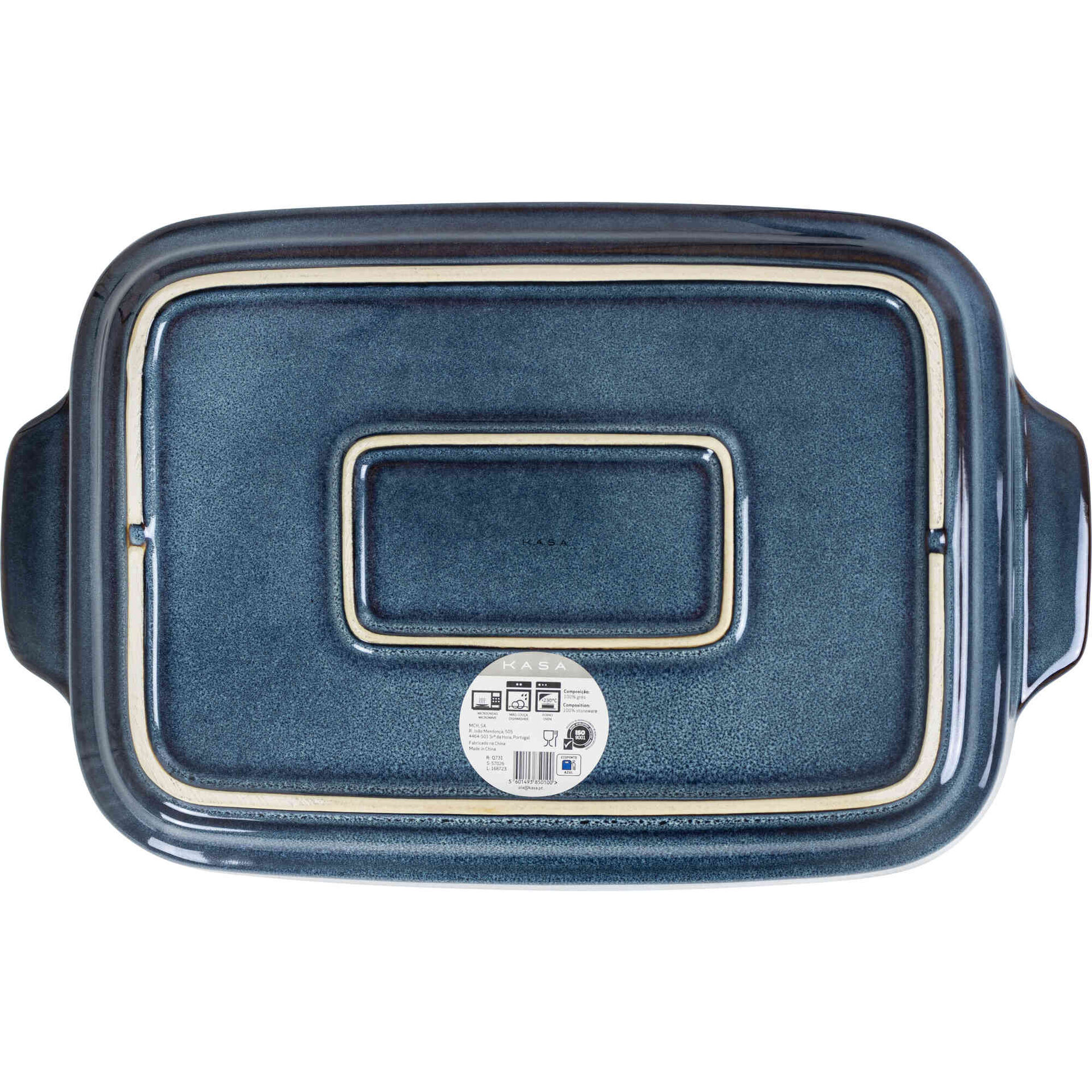 Assadeira Retangular Reativo 38x24cm Azul Kasa