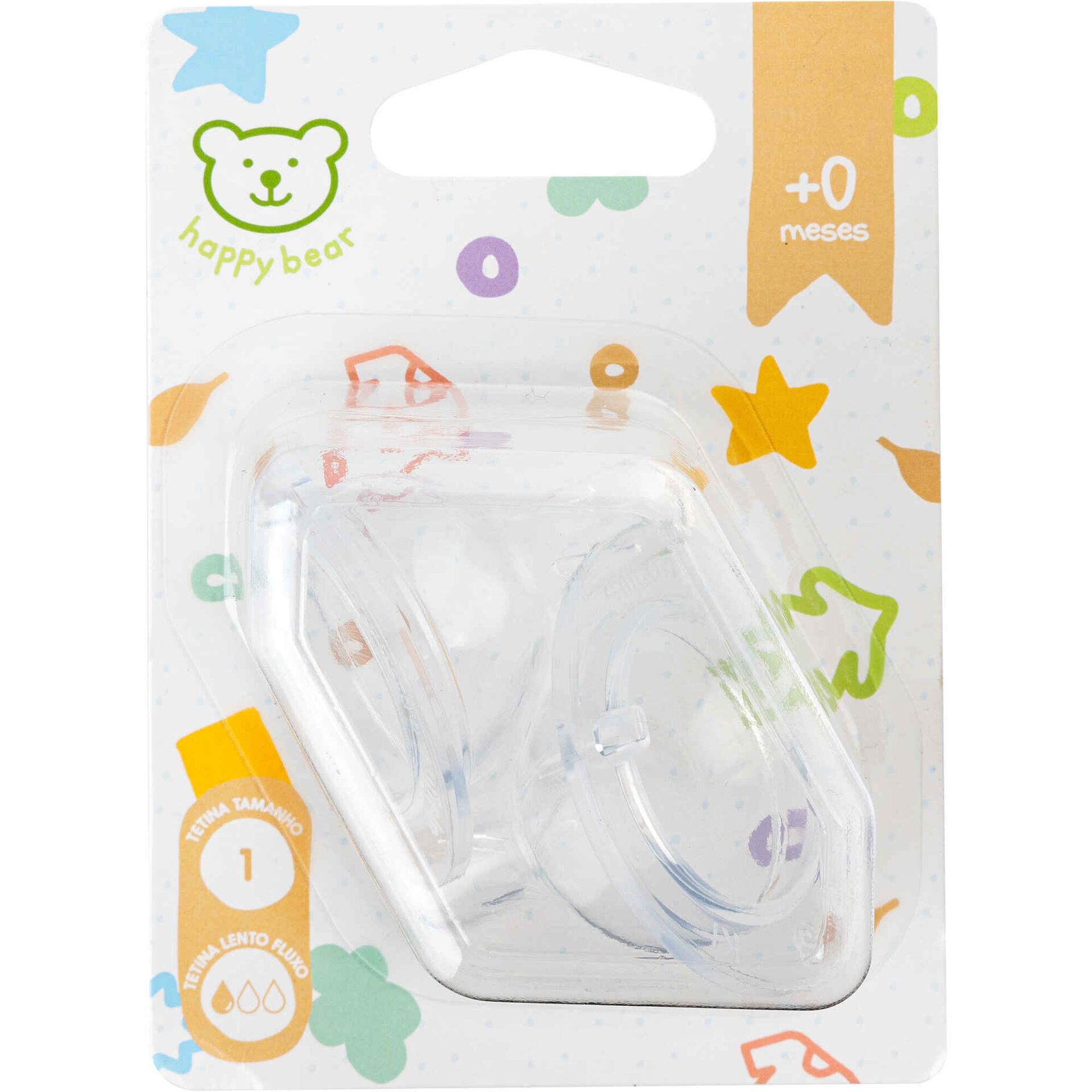 Conjunto 2 Tetinas Silicone Fluxo Lento 0m+ Happy Bear