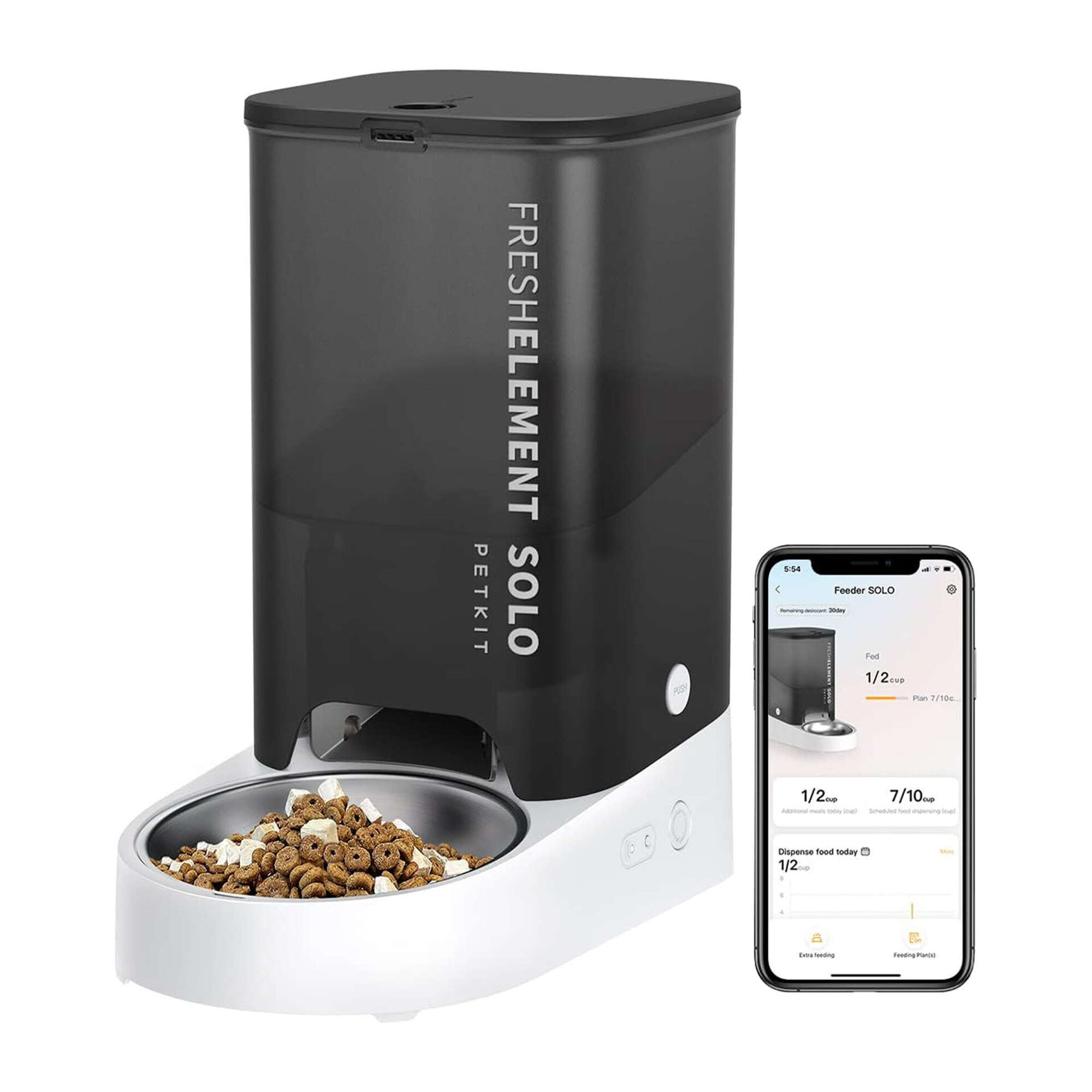 Comedouro Inteligente Fresh Element Solo 3 lt Preto