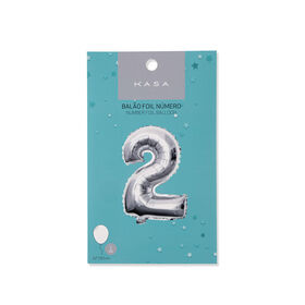 Balão Foil Nº2 83cm Prateado