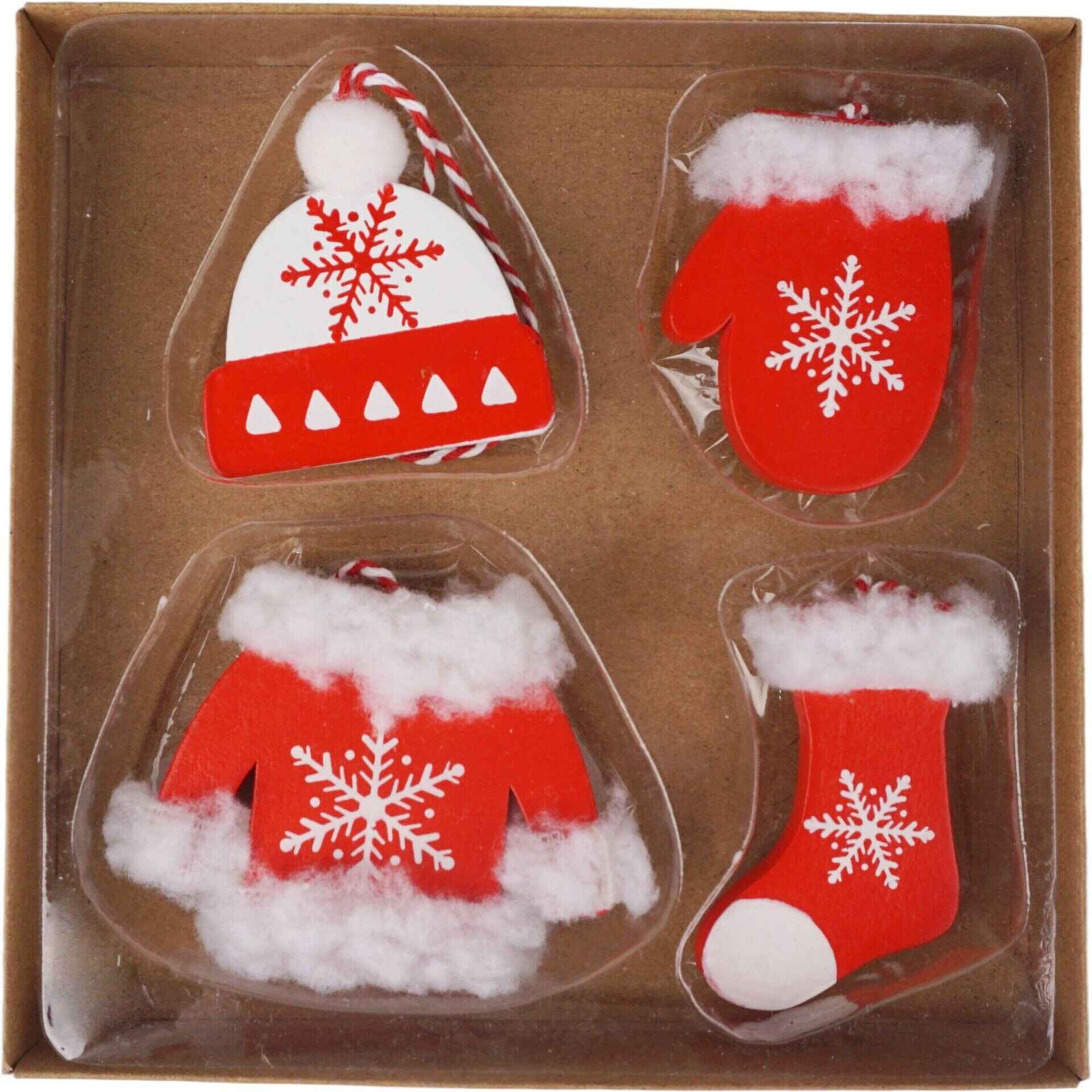 Conjunto 8 Mini Ornamentos Gorros e Luvas