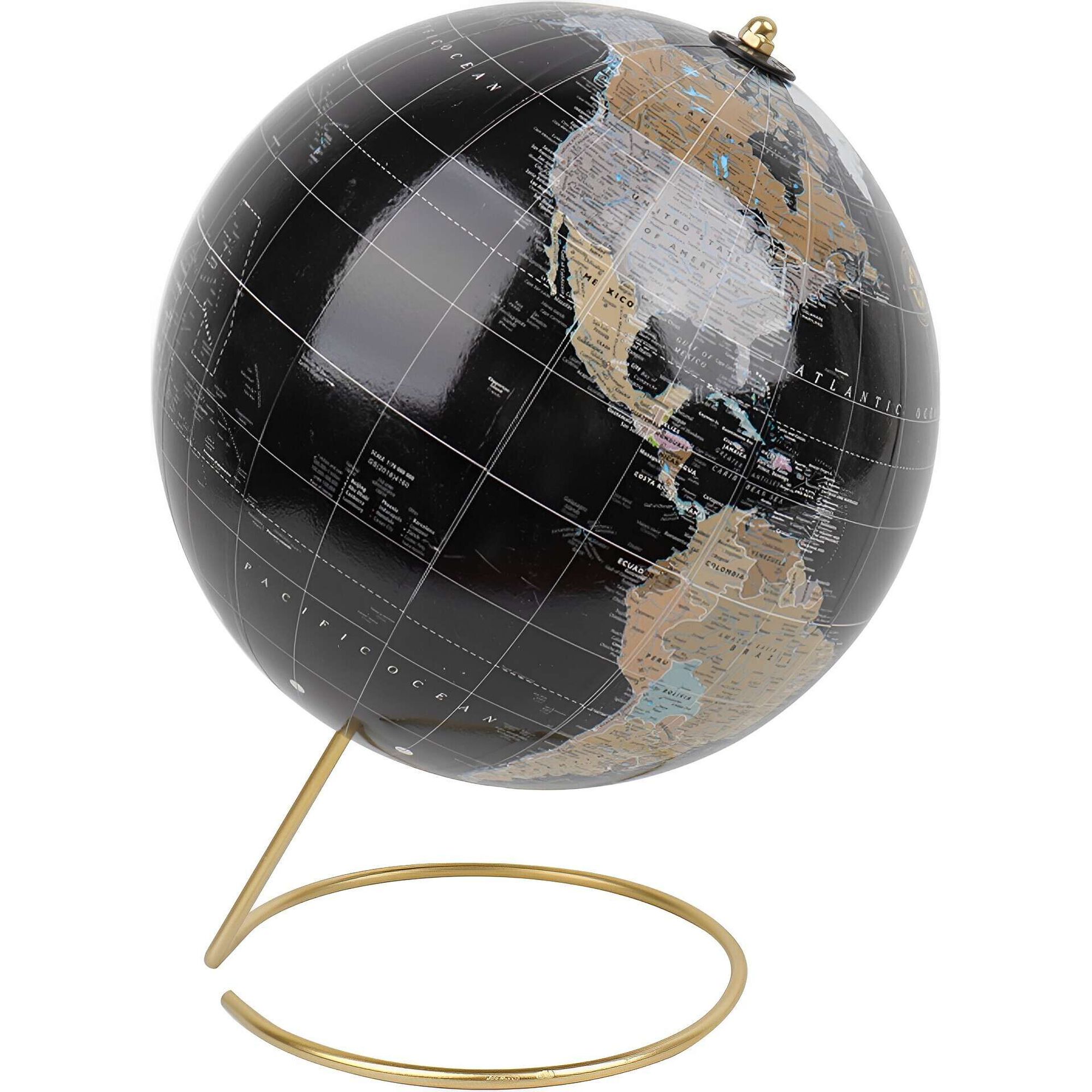 Globo Preto com P&eacute; Dourado Kasa