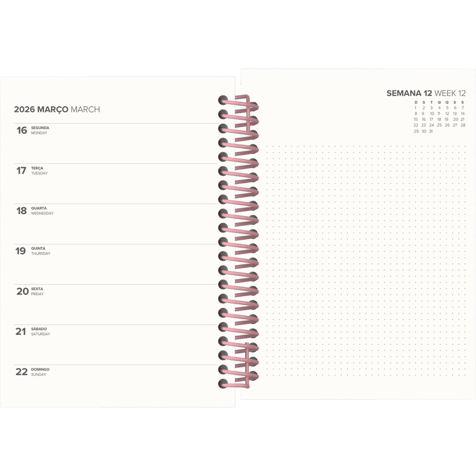 Agenda A6 2026 Espiral 12 Meses (várias cores)