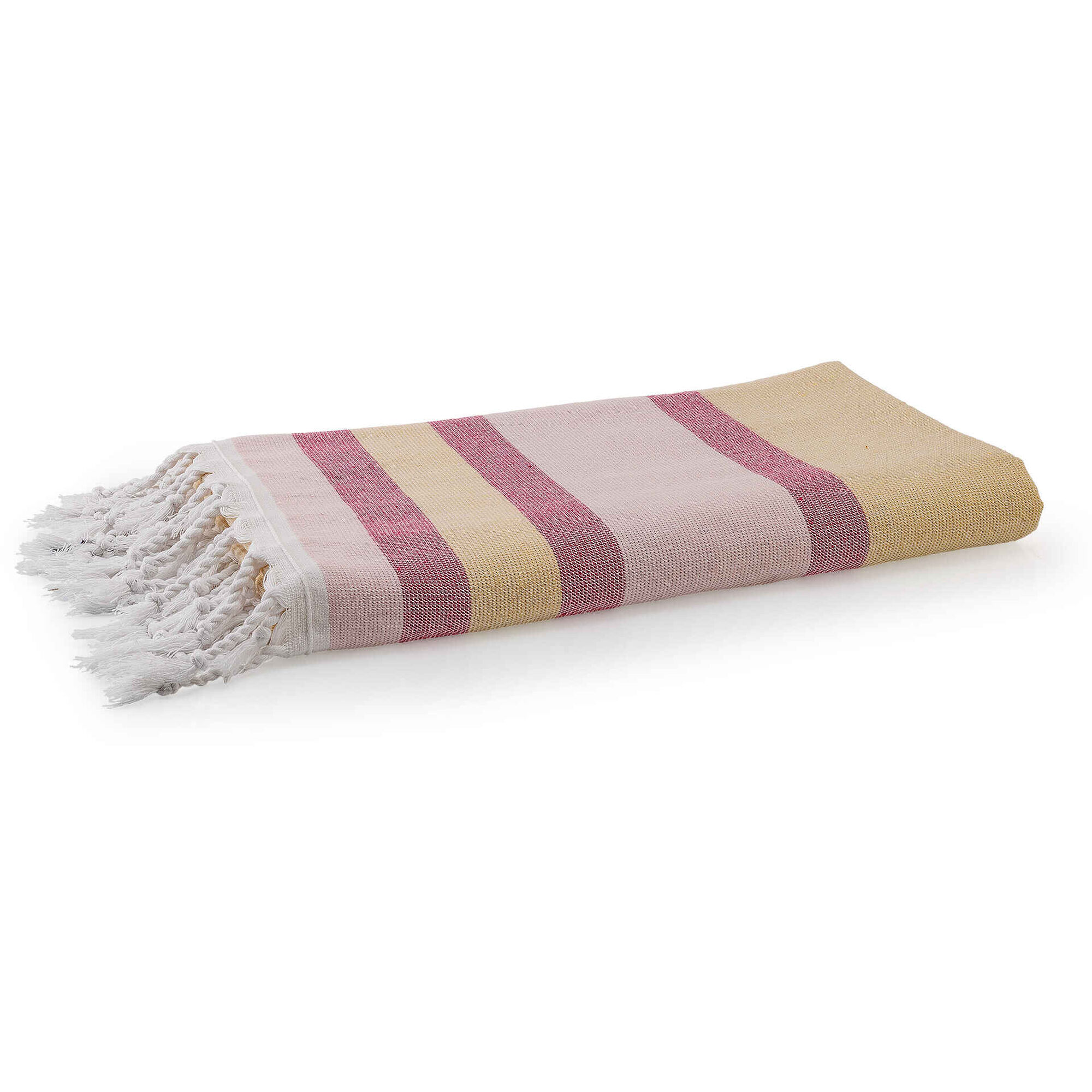 Toalha de Praia Riscas Rosa e Amarelo Kasa