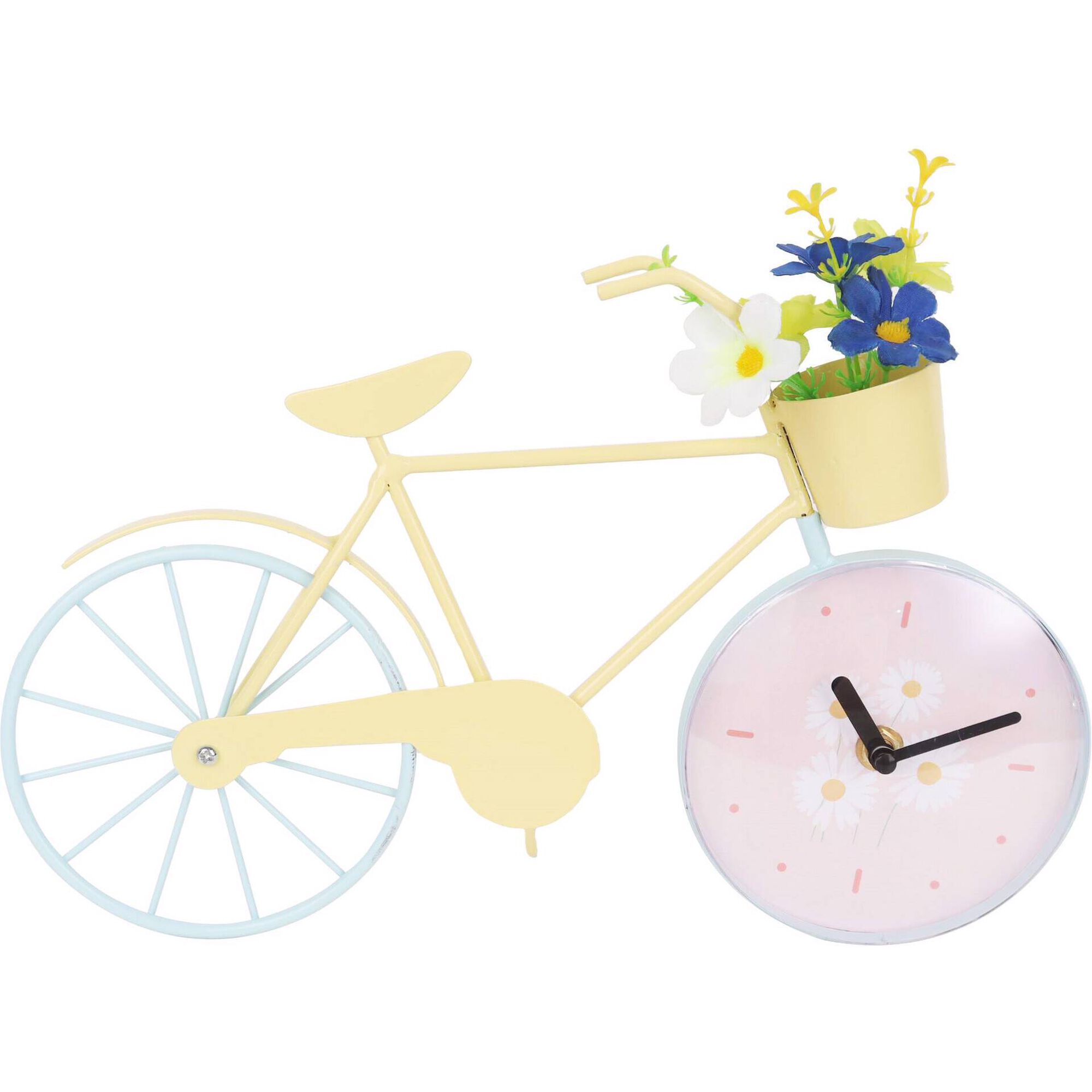 Bicicleta Rel&oacute;gio Amarela com Flores Kasa