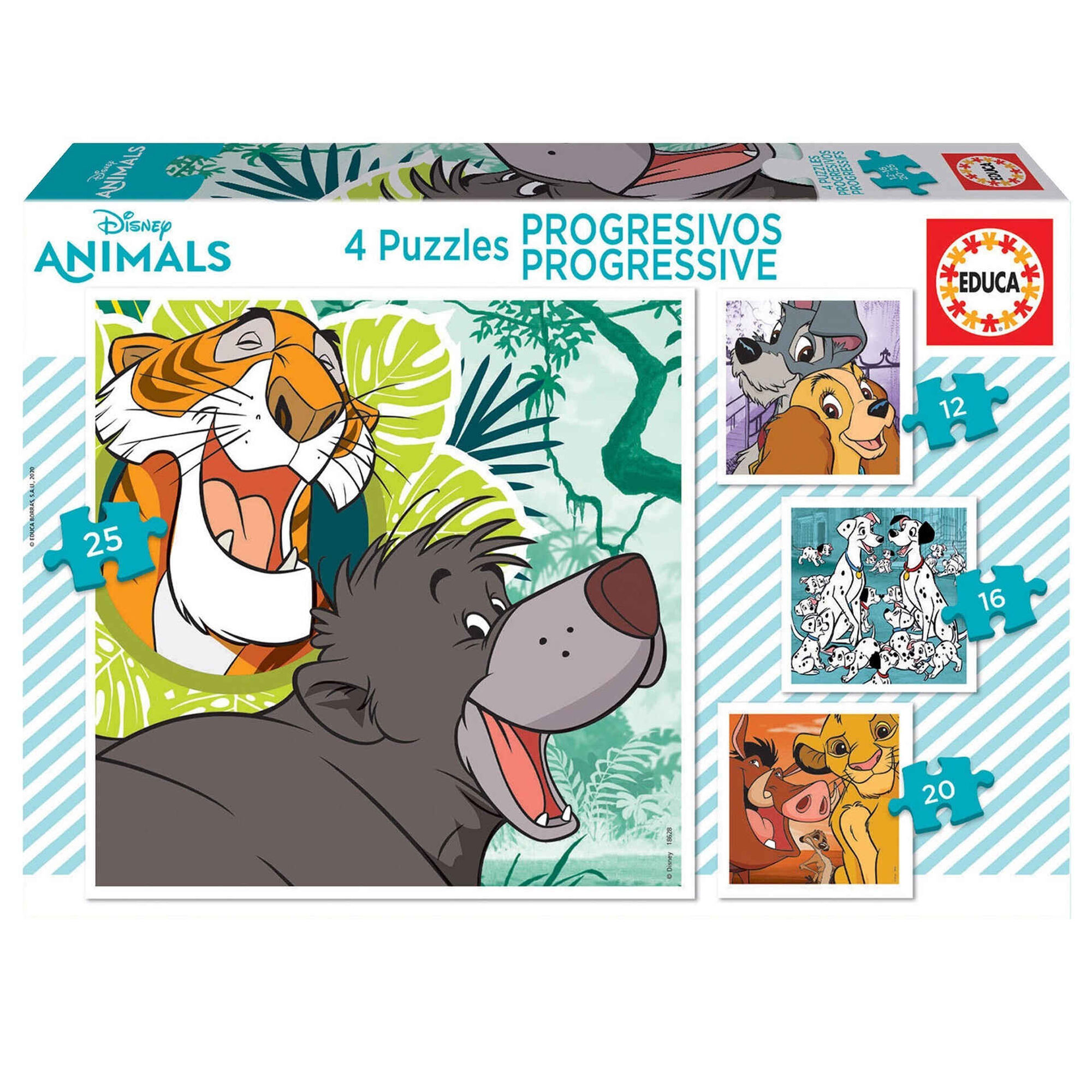 4 Puzzles Progressivos Disney 12 a 25 Pe&ccedil;as (v&aacute;rios modelos)