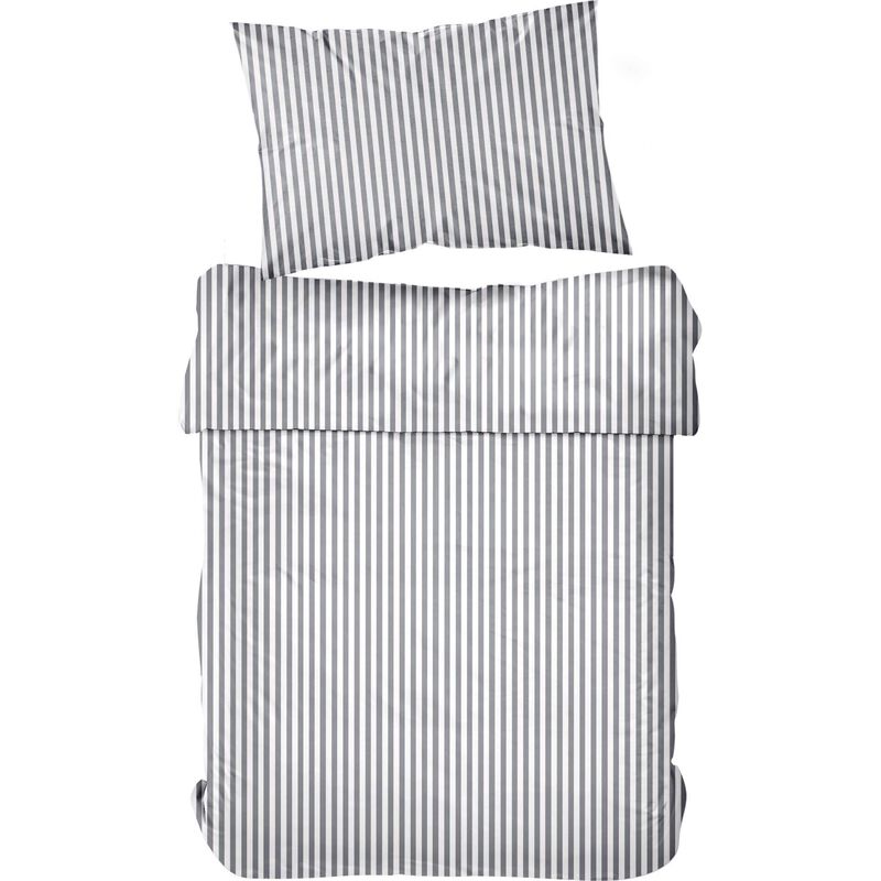 Conjunto Capa Edredão Microfibra 160x220cm Riscas Cinza Kasa