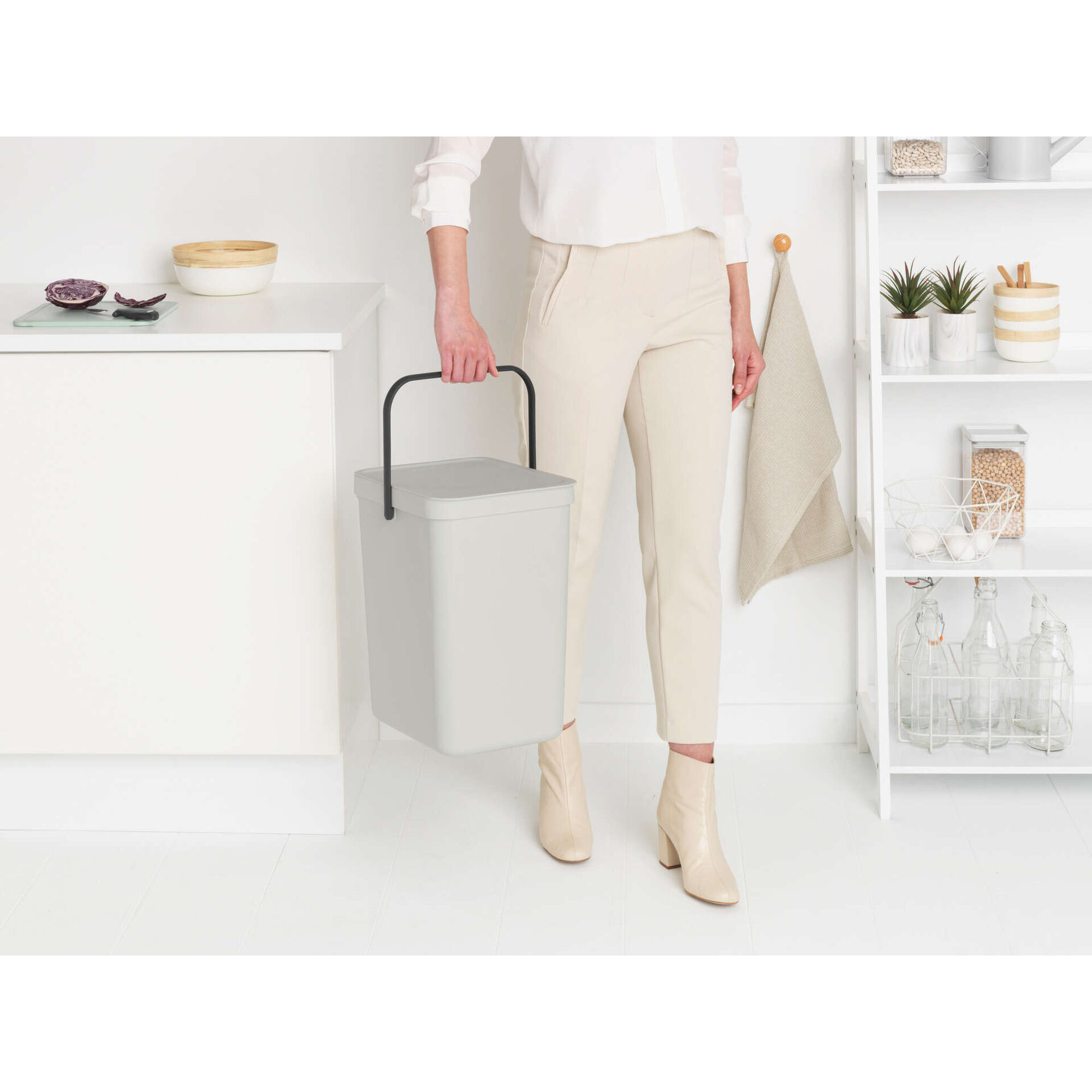 Balde de Lixo Pl&aacute;stico 25L Branco Sort & Go Brabantia