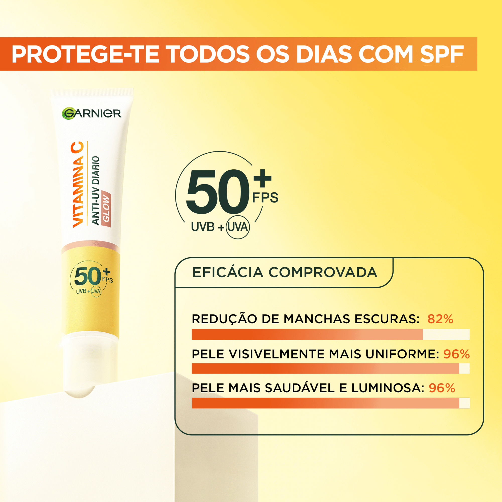 Fluido UV Di&aacute;rio Iluminador Glow FPS50+ Garnier Skin Active