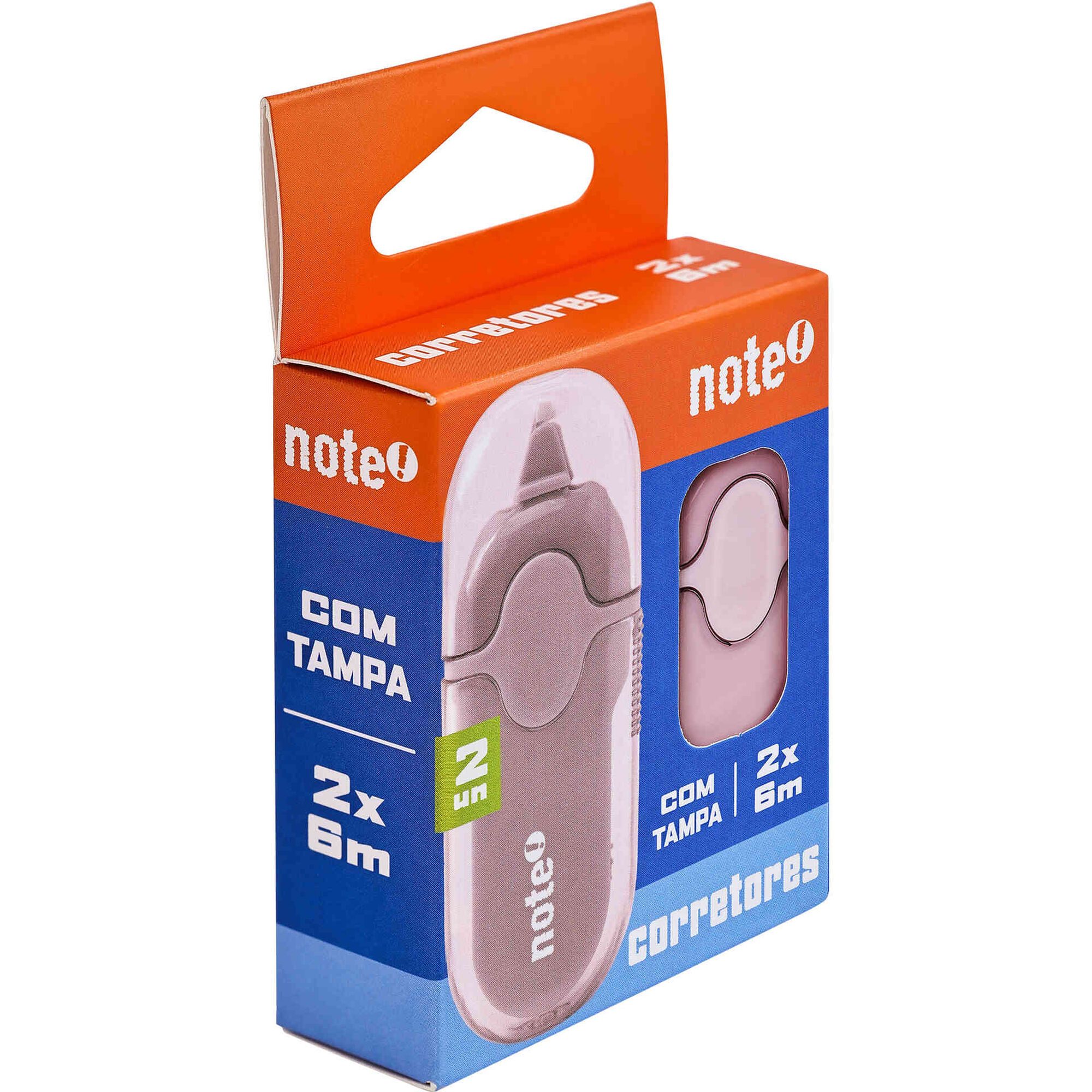 Conjunto 2 Fitas Corretoras com Tampa 6m (v&aacute;rias cores) Note!