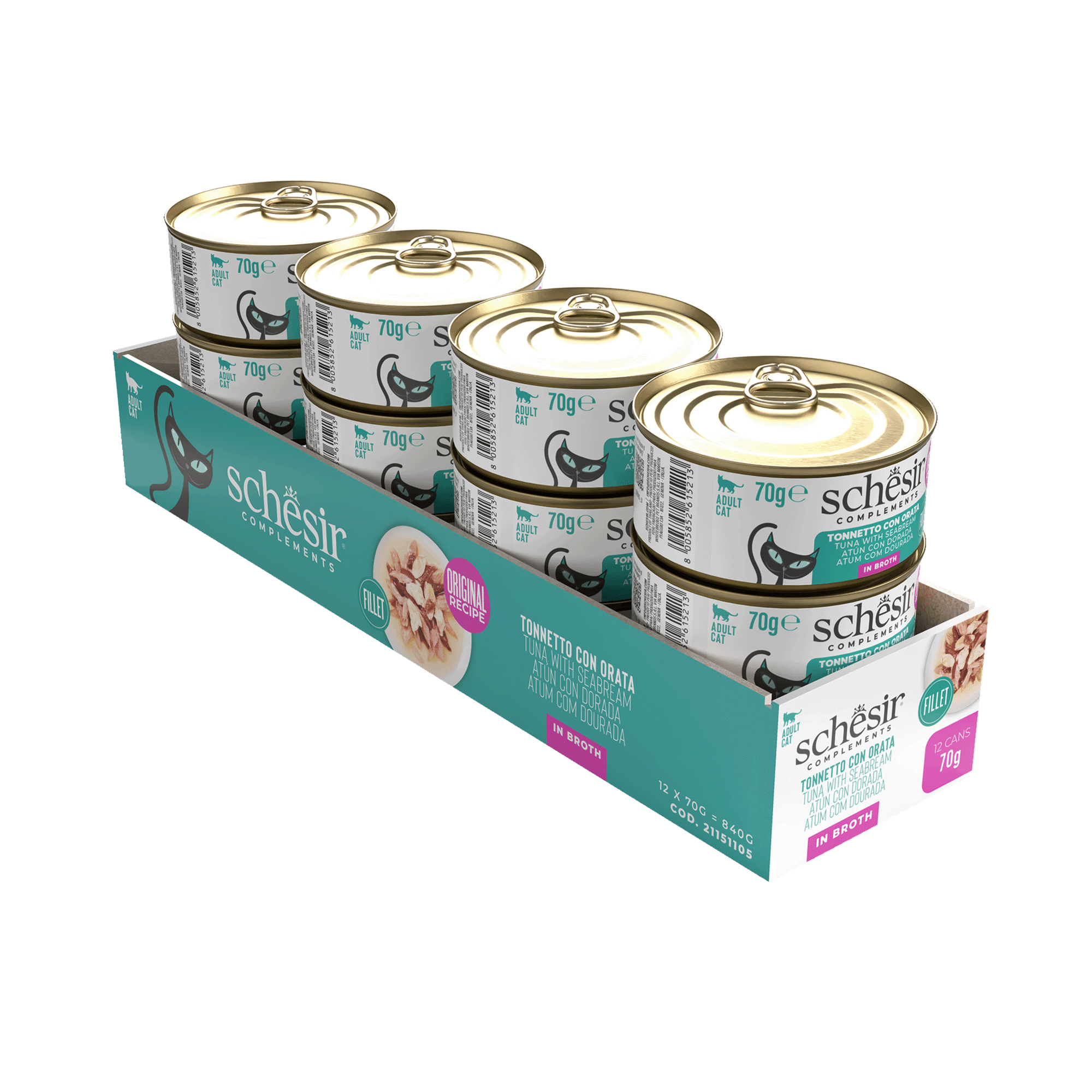 Comida H&uacute;mida para Gato Adulto Atum e Dourada Lata Schesir