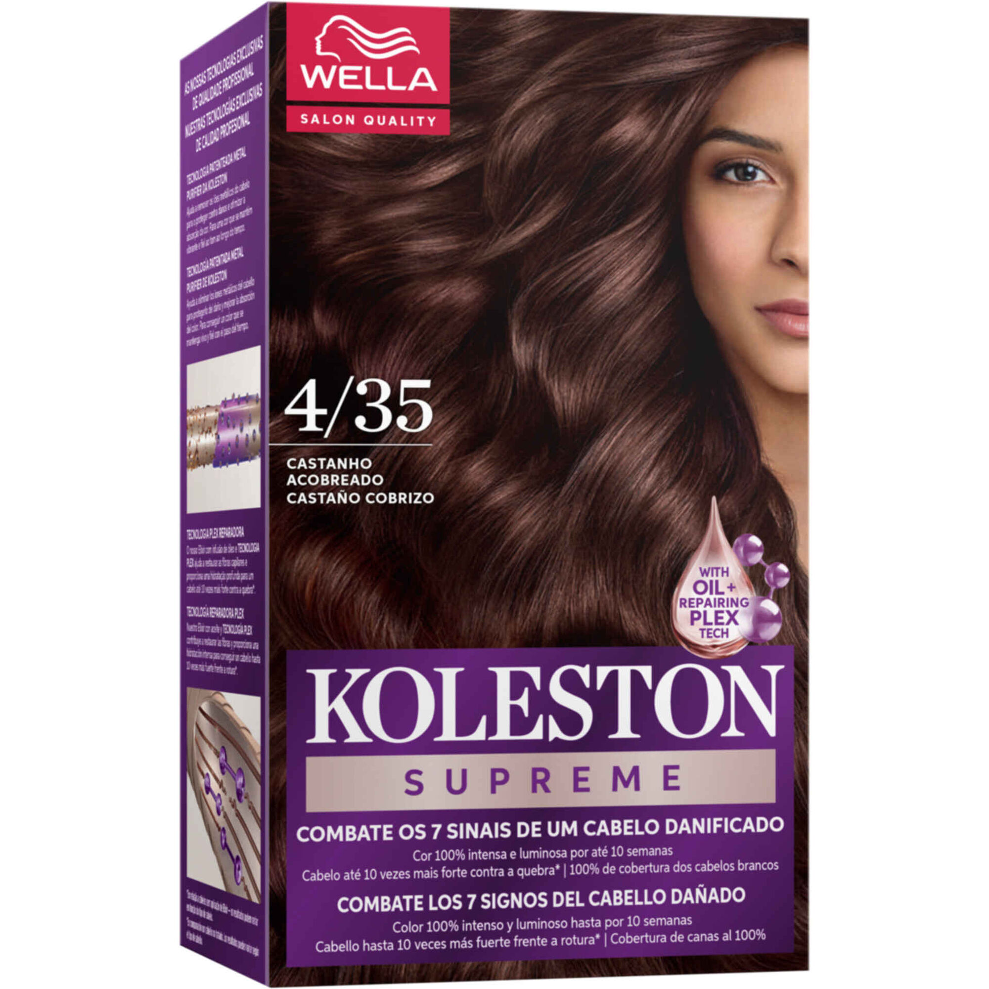 Colora&ccedil;&atilde;o Permanente Castanho Acobreado 4.35 Koleston