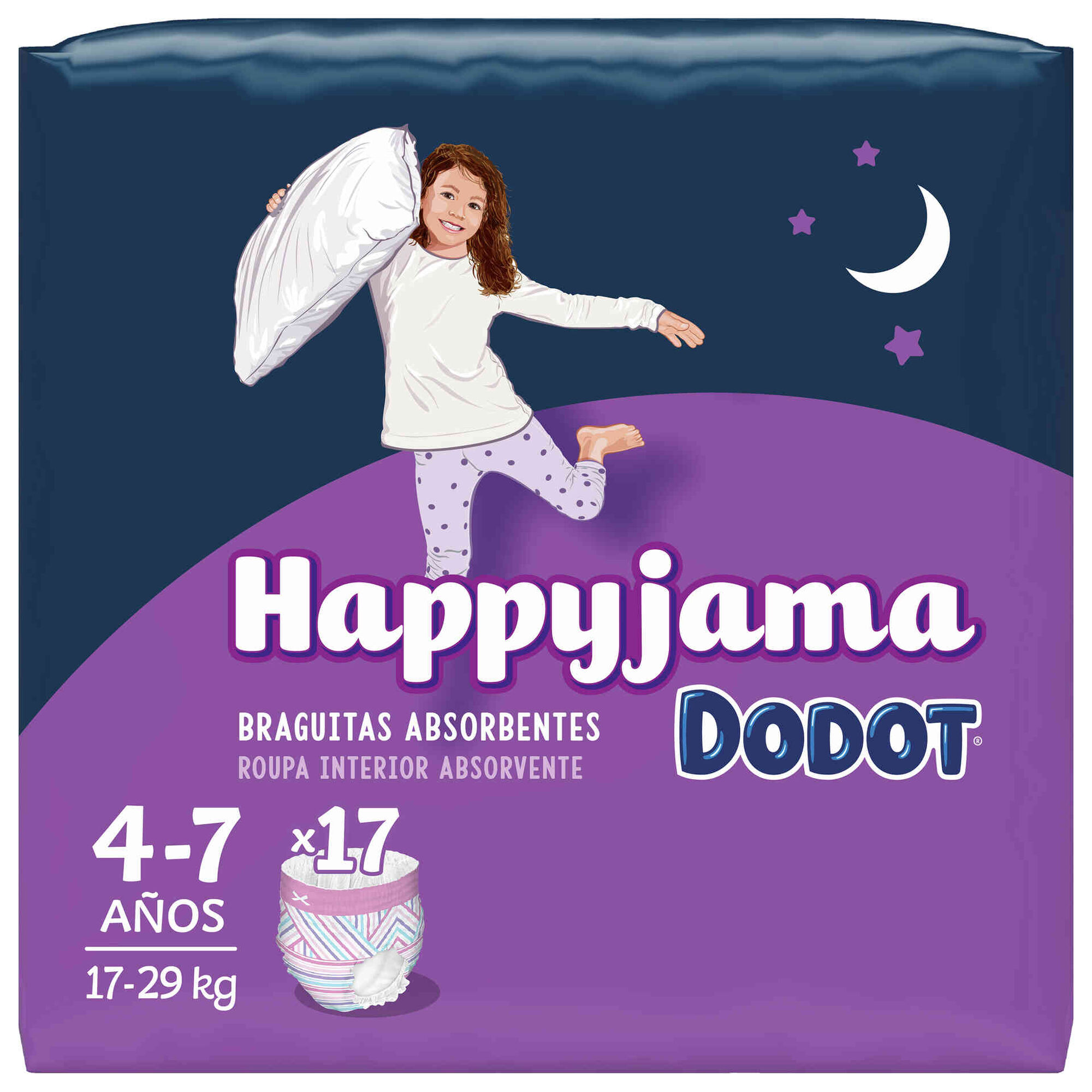 Fraldas Happyjama Menina 17k 29kg T7 4 7 Anos Dodot Continente Online