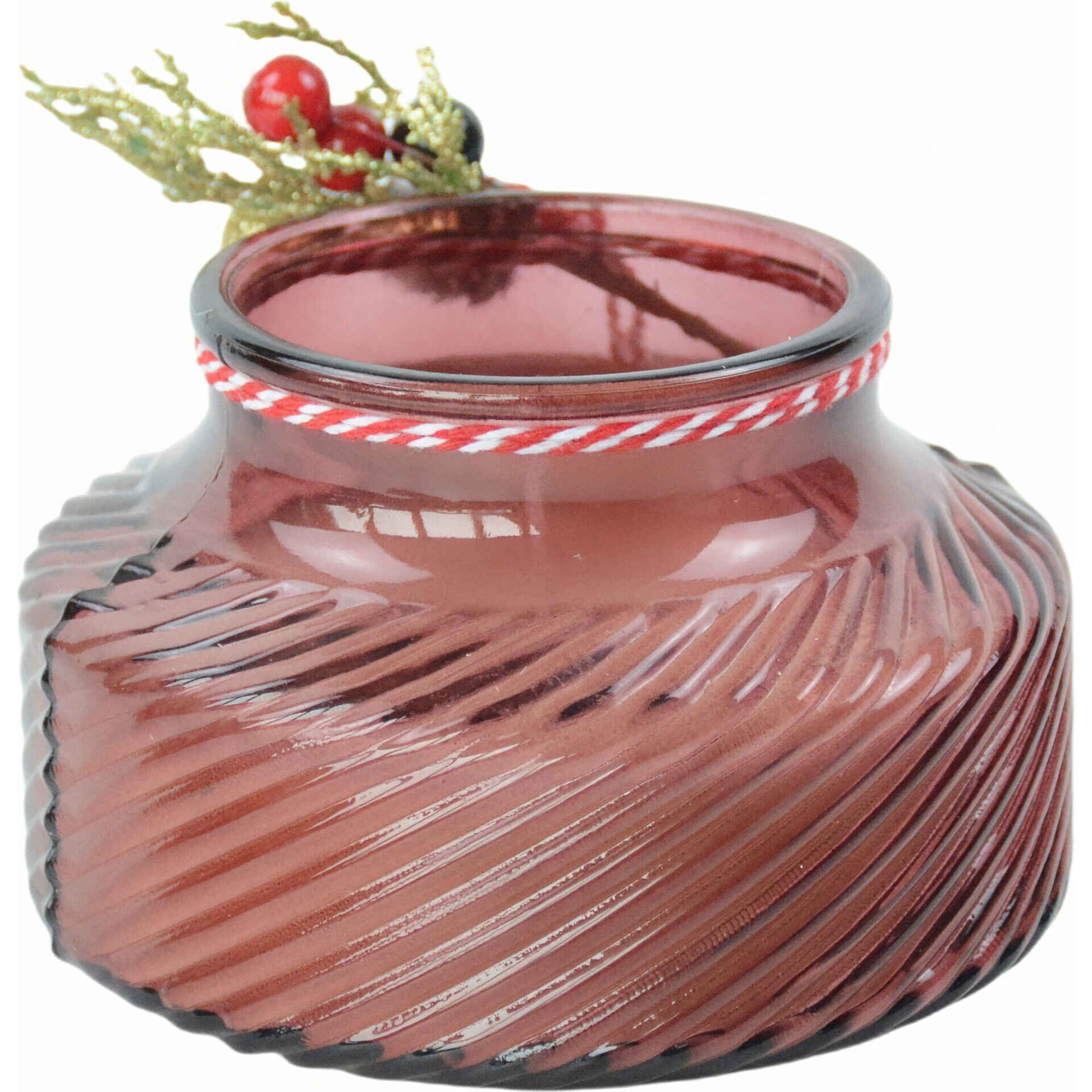 Vela em Copo Grande 370g Vermelho com Azevinho