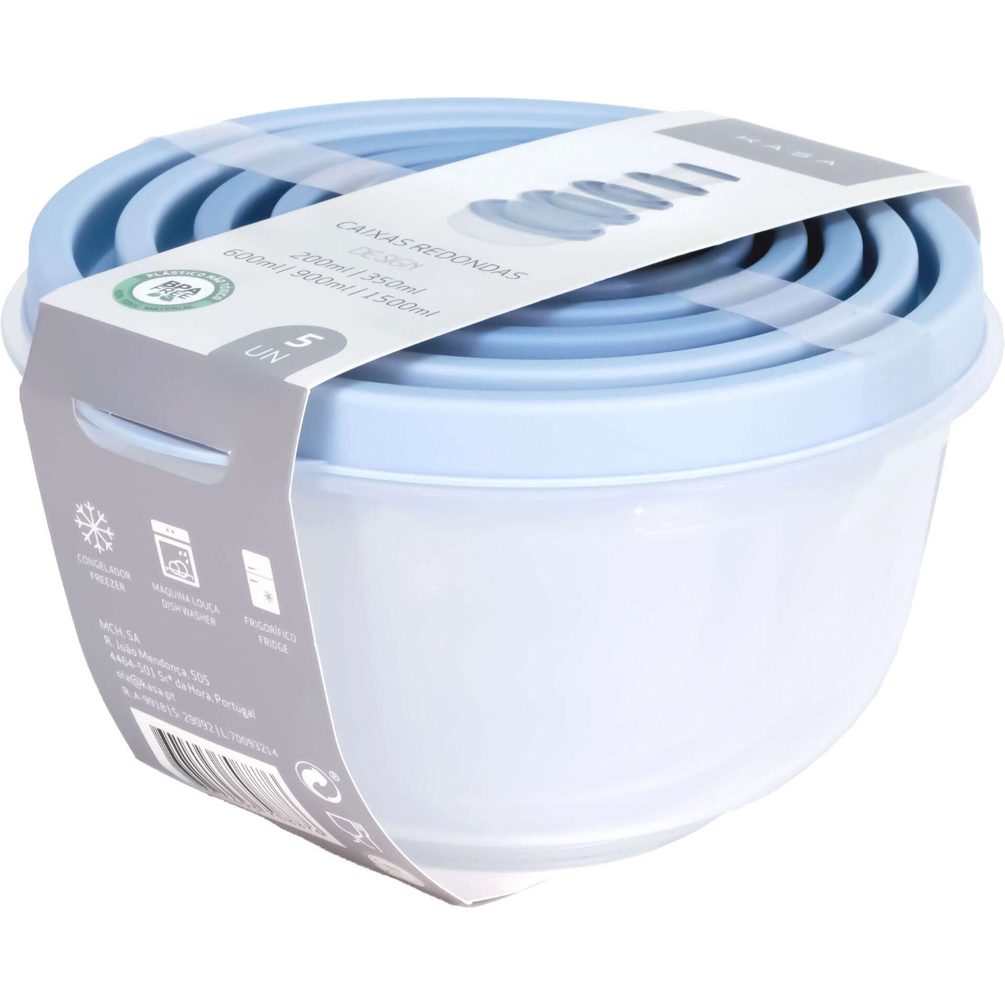 Conjunto 5 Caixas Herm&eacute;ticas Redondas