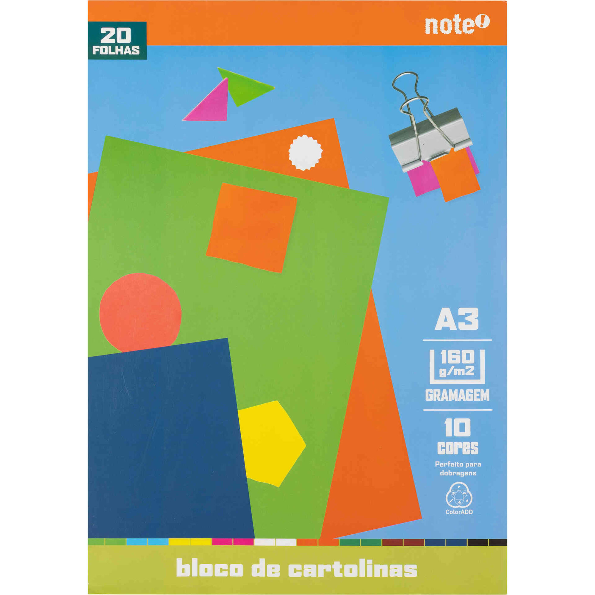 Bloco de Cartolinas A3 20 Folhas Colorido Note!