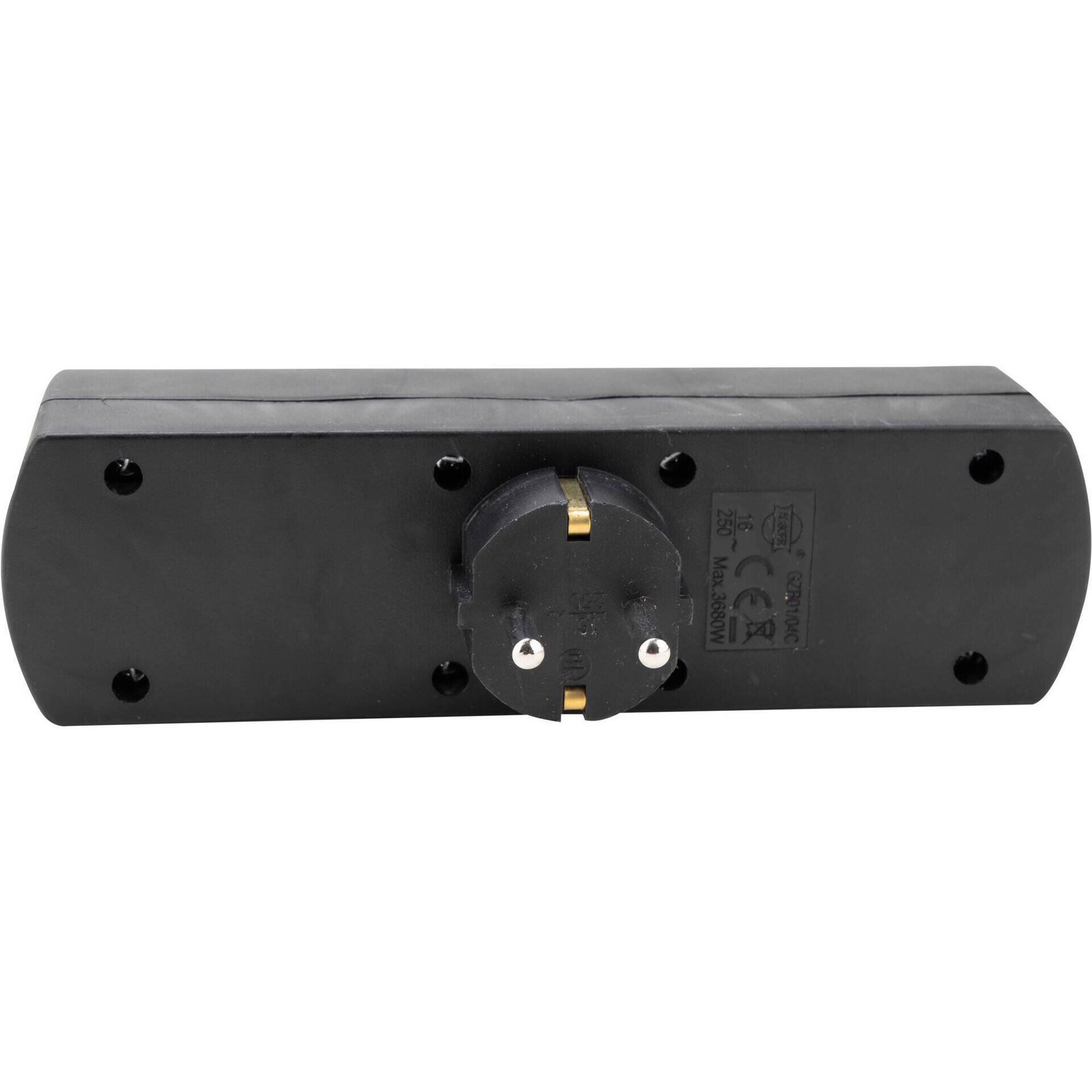 Ficha Quadrupla Frontal 16A Preta Boost