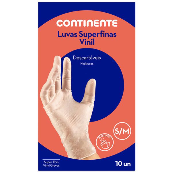 Luvas Descartáveis Superfinas Vinil S/M Continente