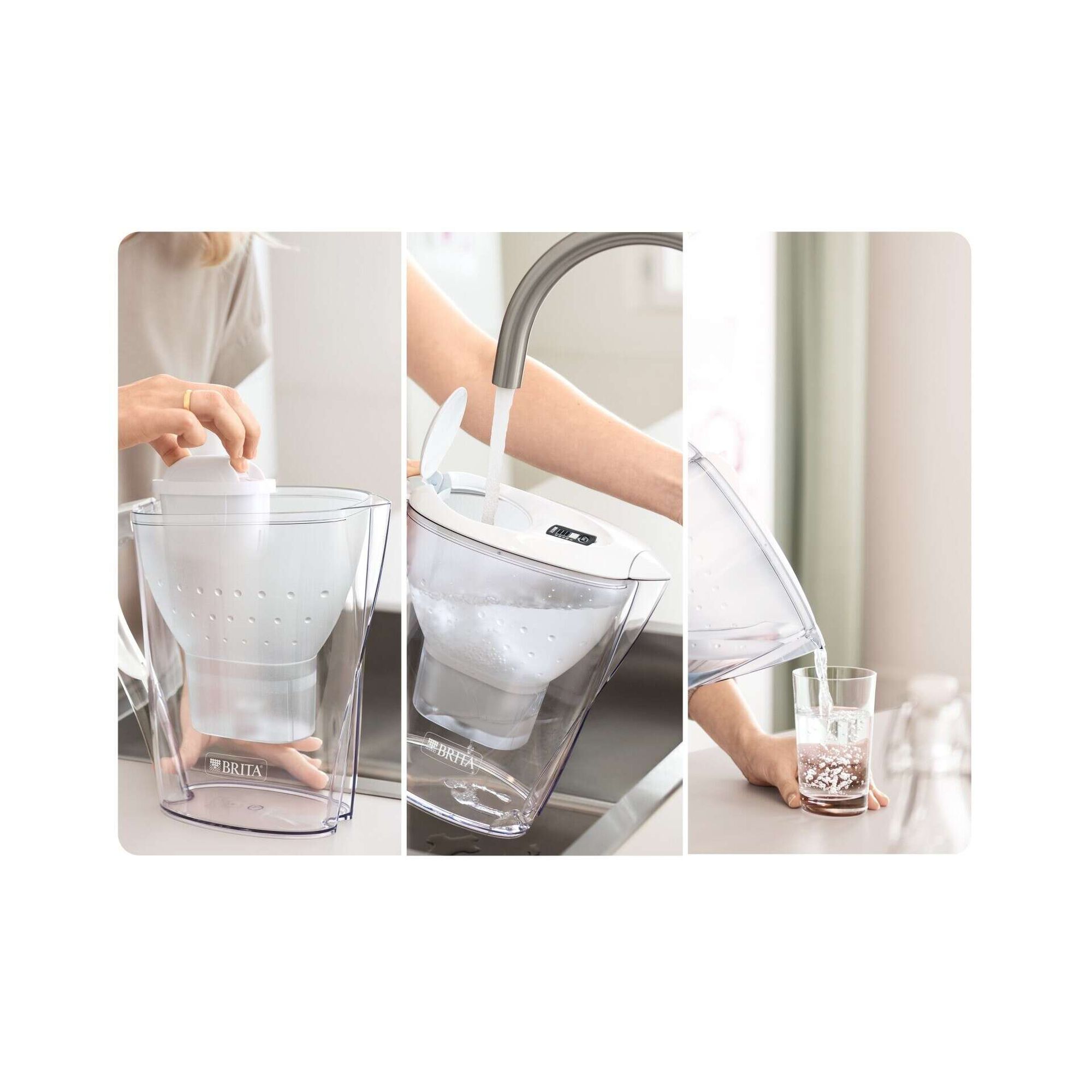 Conjunto Jarro de Filtrar 2,4L Marella Branco e 1 Filtro Maxtra Pro All-In-1 Brita