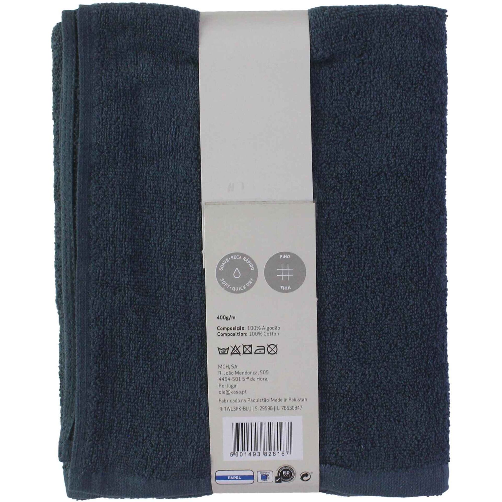 Conjunto 3 Toalhas Leve Azul Kasa