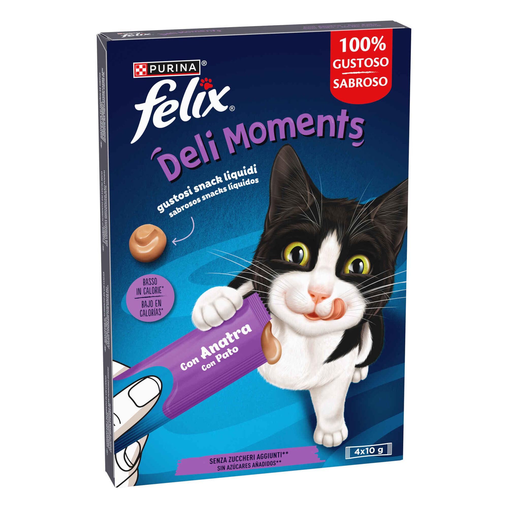 Snack L&iacute;quido para Gato Adulto Deli Moments Pato Saquetas Purina Felix