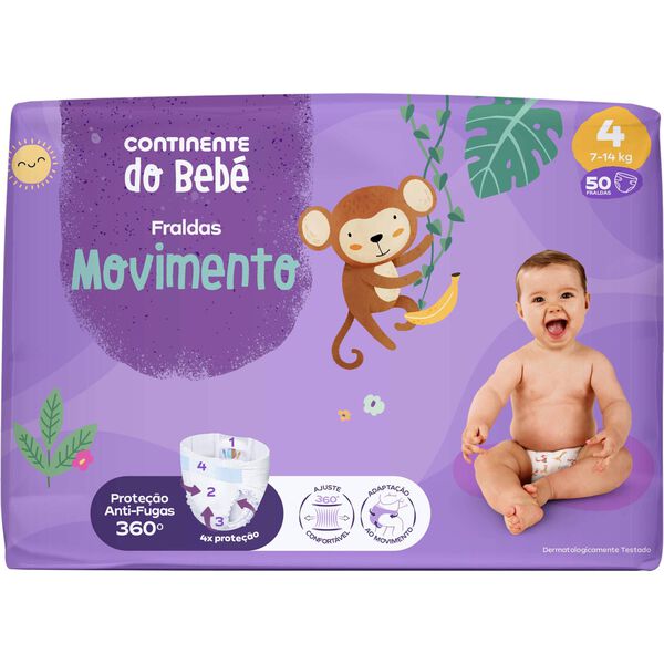 Fraldas Movimento 7-14kg T4 Continente do Bebé