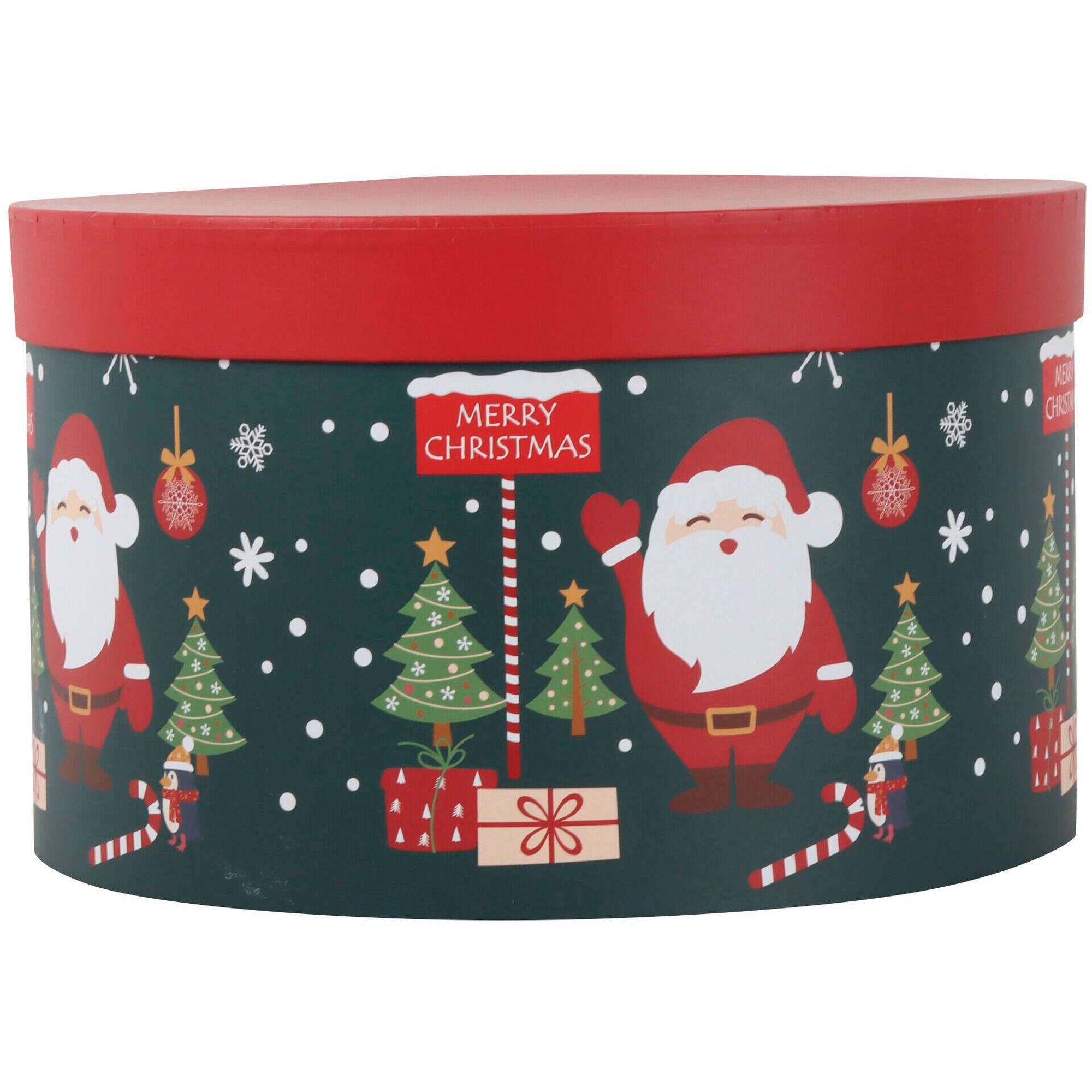 Caixa Cartão Redonda 25cm Verde Pai Natal