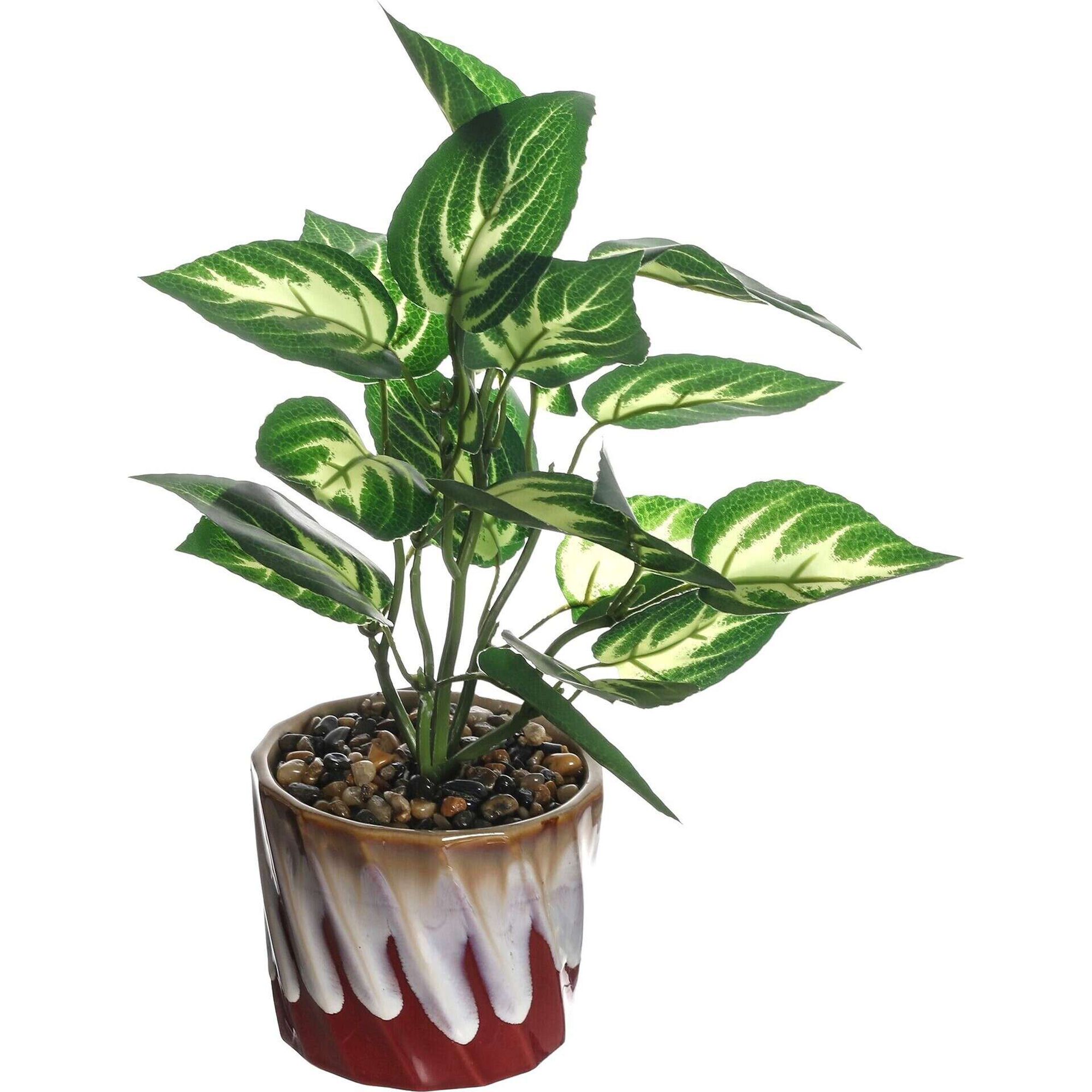 Planta Artificial Vaso Cerâmica Rosa