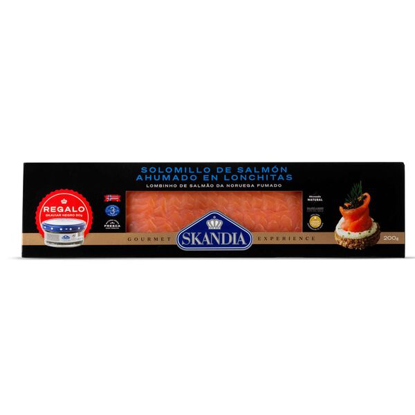 Lombo de Salmão Fumado Noruega + Oferta Sucedâneo Caviar Skandia
