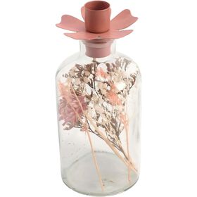 Frasco Vidro Decorativo com Flor Kasa