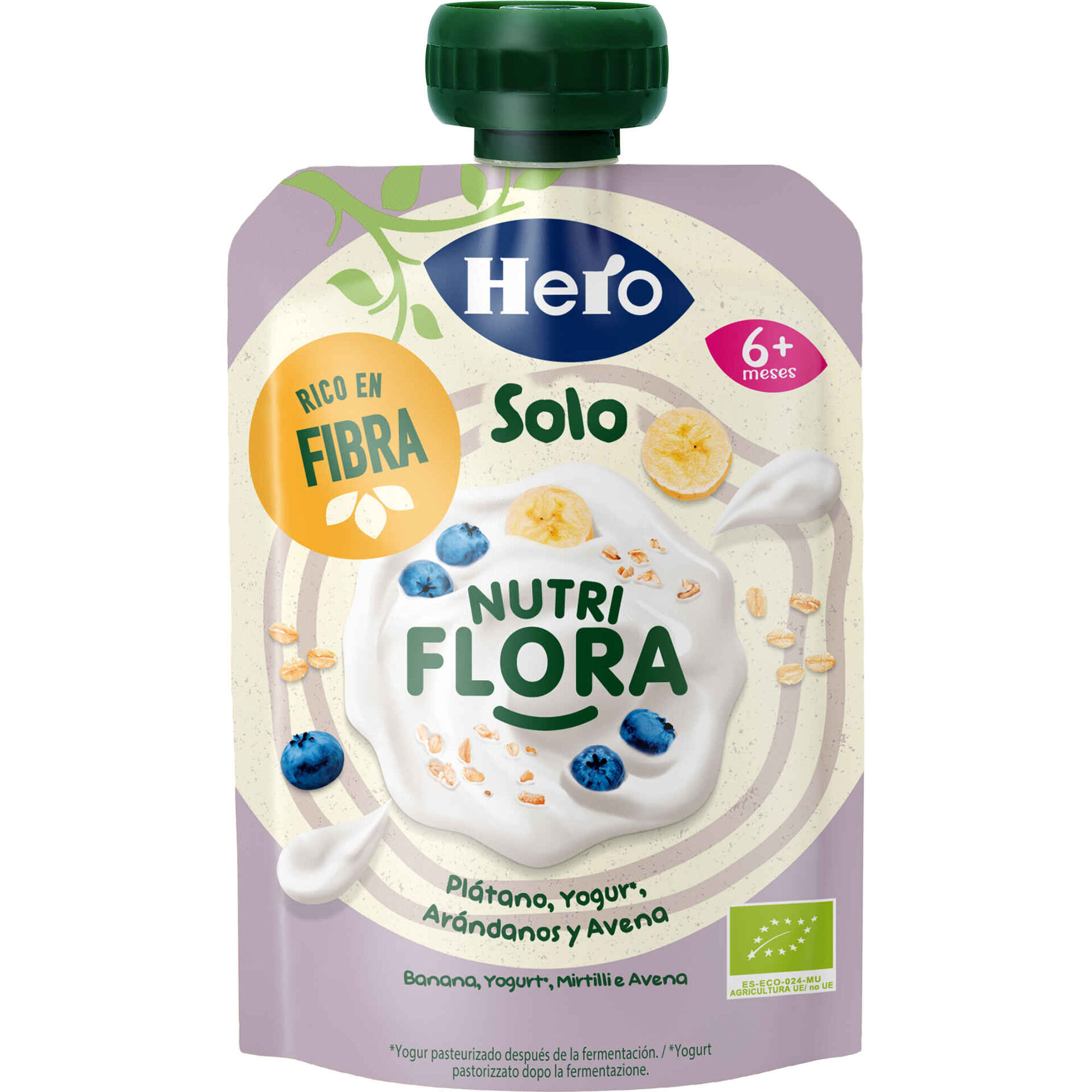 Saqueta de Fruta Banana, Iogurte, Mirtilo e Aveia +6M