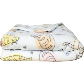 Manta Flanela 130x160cm Azul Gatos