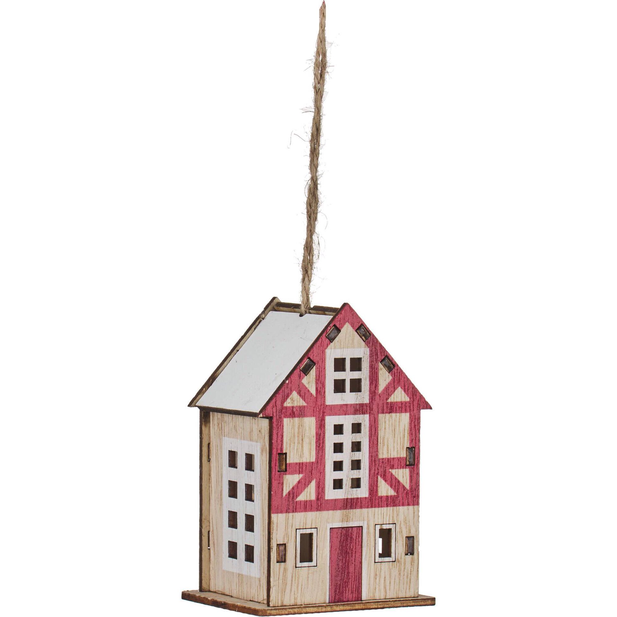 Ornamento Casinha com Luz Madeira