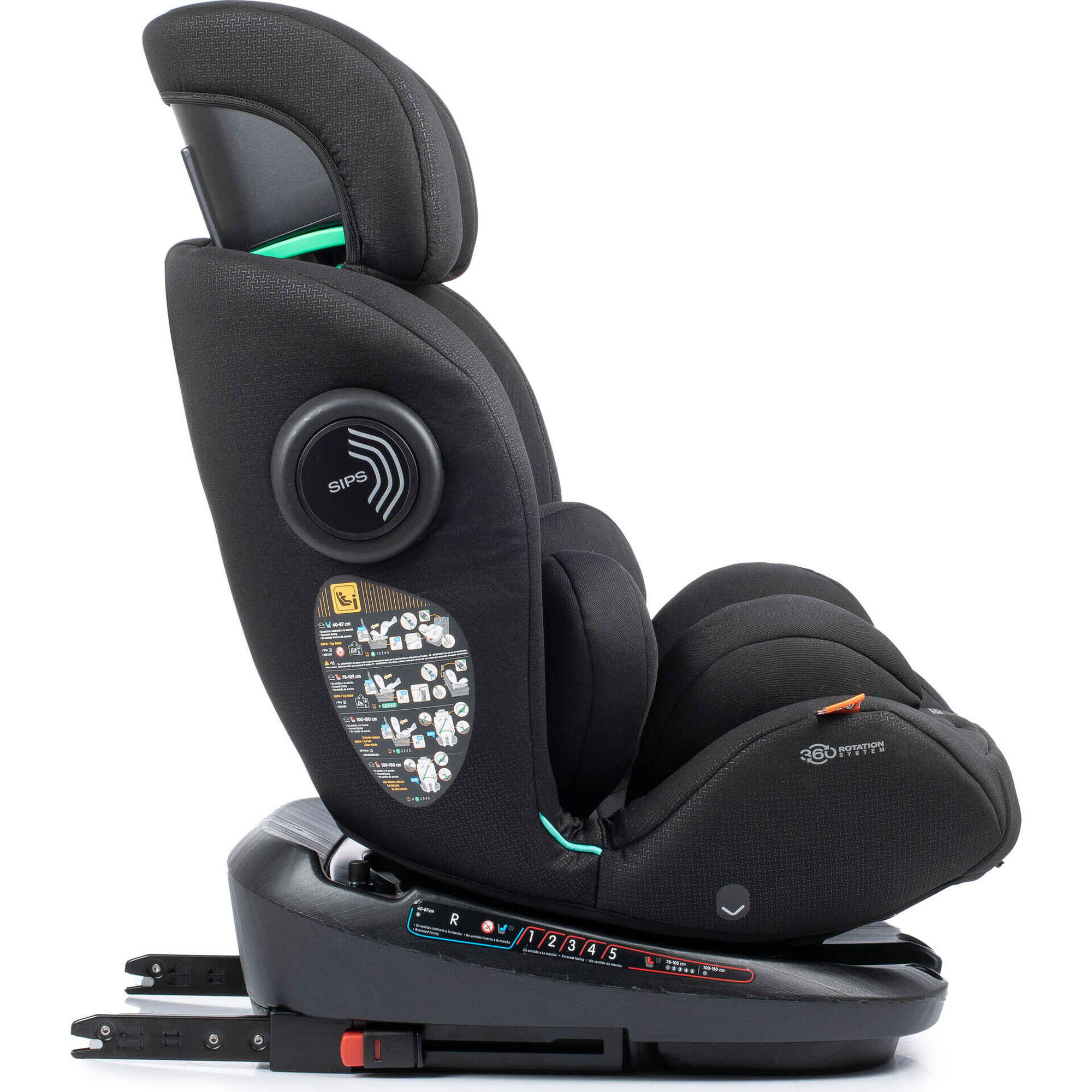 Cadeira Auto I-Size 40-150cm Isofix Rotativa Torna Fix Preto