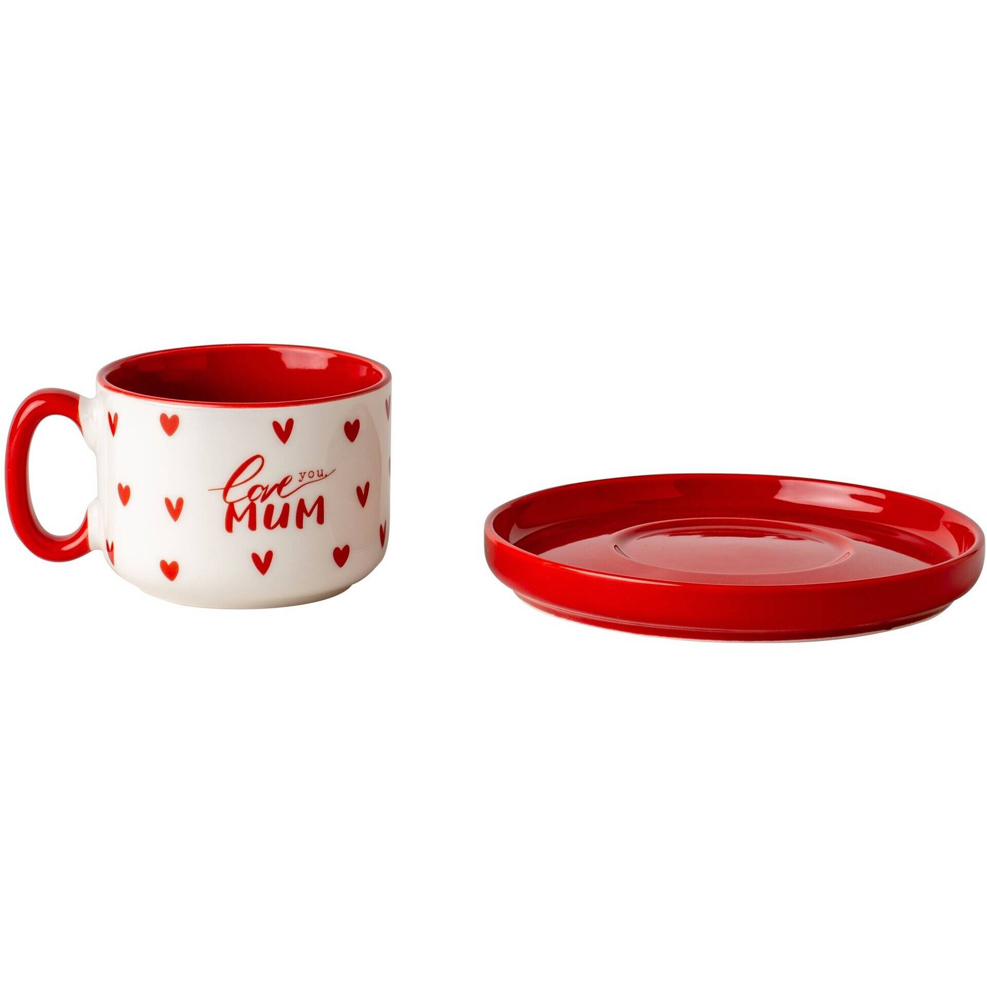 Conjunto 2 Ch&aacute;venas Caf&eacute; Cora&ccedil;&otilde;es Love You Mum Kasa